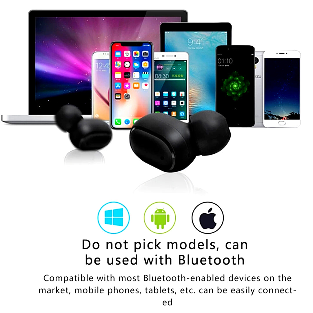 TWS Wireless Bluetooth Earbuds | Waterproof Bluetooth Headset with Noise Cancelling | In-Ear Stereo Sound & Touch Control