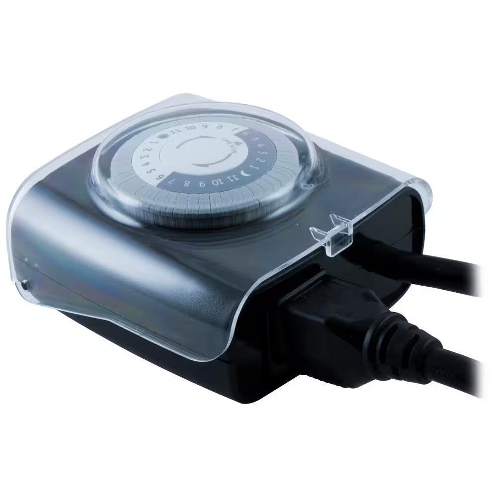15 Amp 24-Hour Outdoor Plug-In Mechanical Timer Extreme Weather-Resistant | Reliable Daily Automation