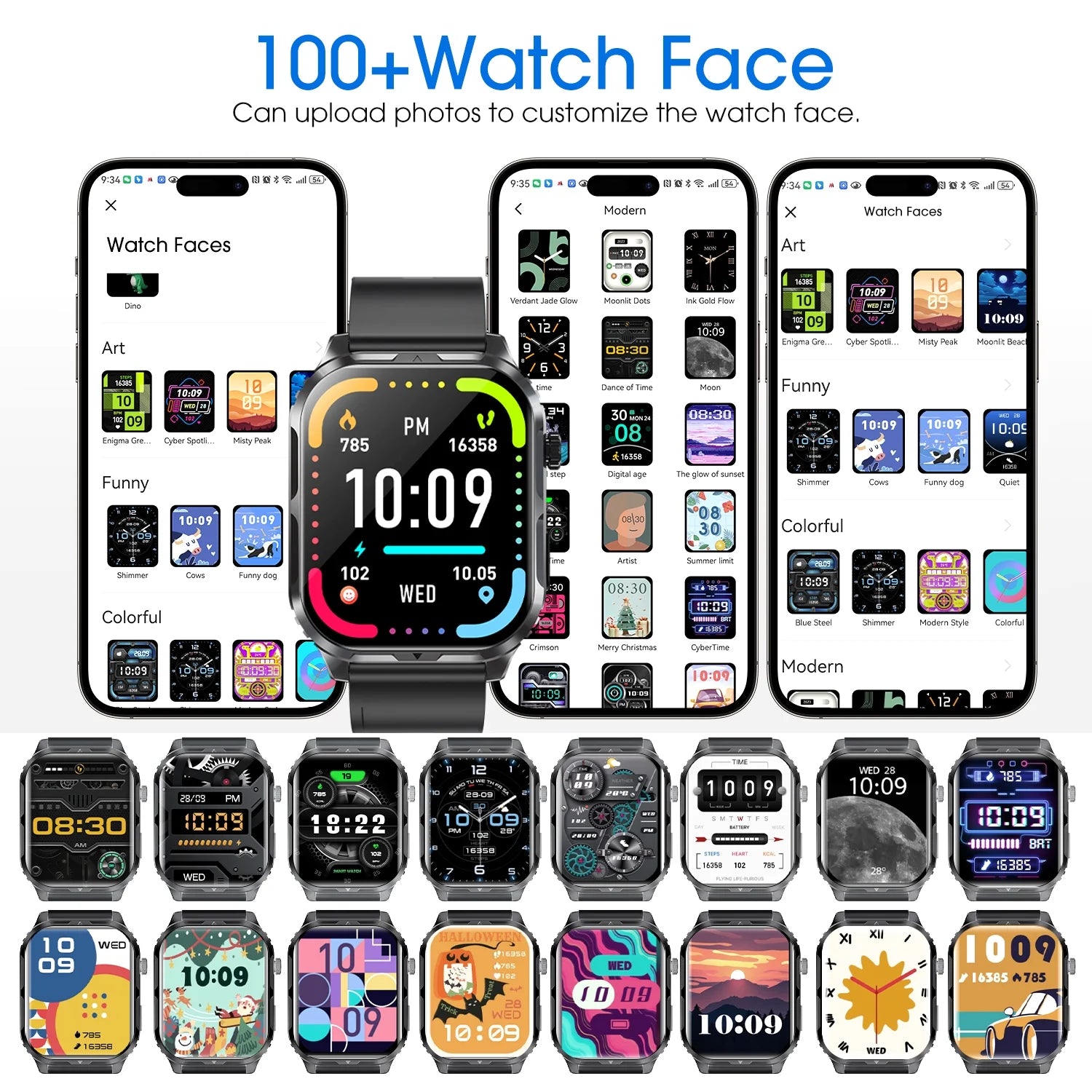 H5 Advanced Smart Watch with Bluetooth Call & Message Notifications – IP68 Waterproof, 100 Sports Modes, Compatible with iOS & Android