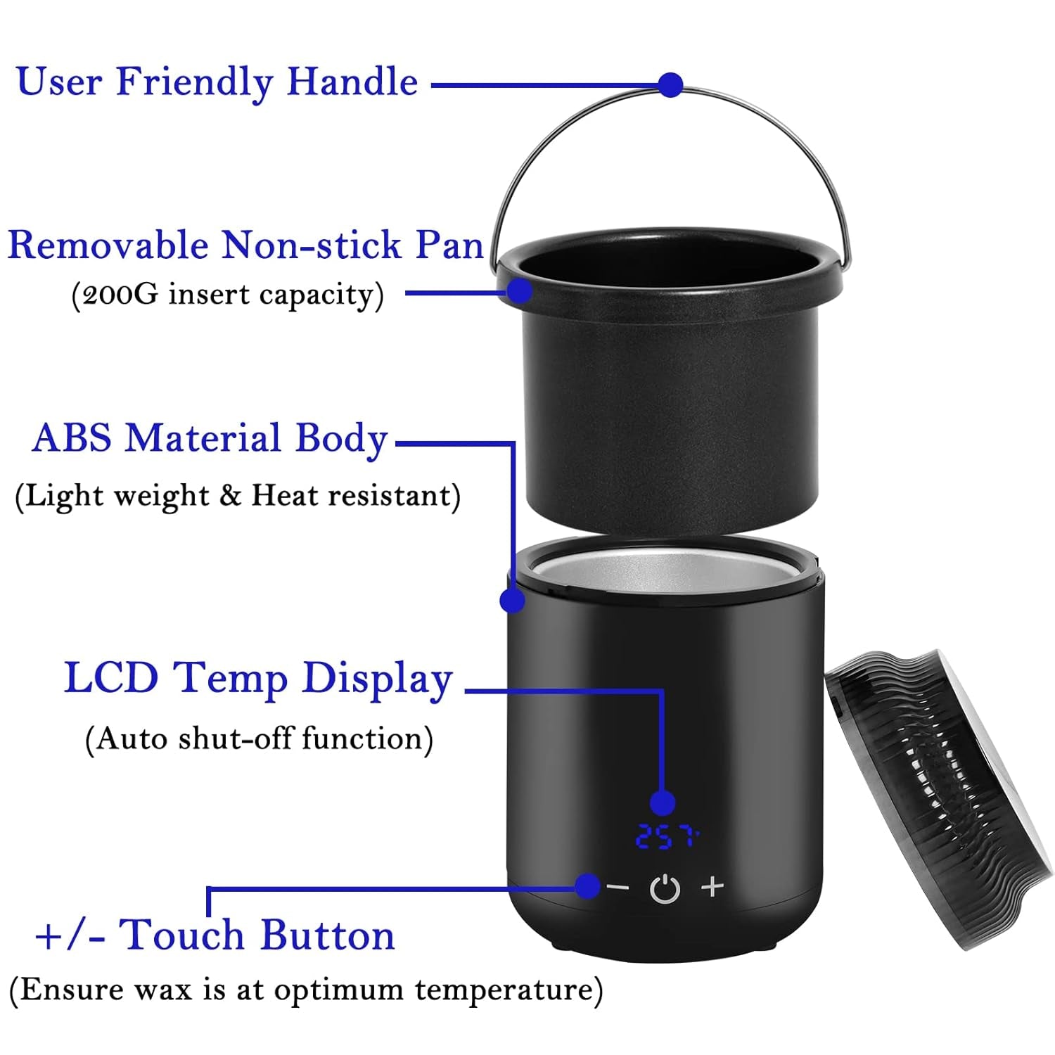 Mini Wax Pot Warmer for Hair Removal – Portable Digital Wax Melt Heater with 100 Waxing Sticks – Perfect for SPA, Salon, Travel & Home Use