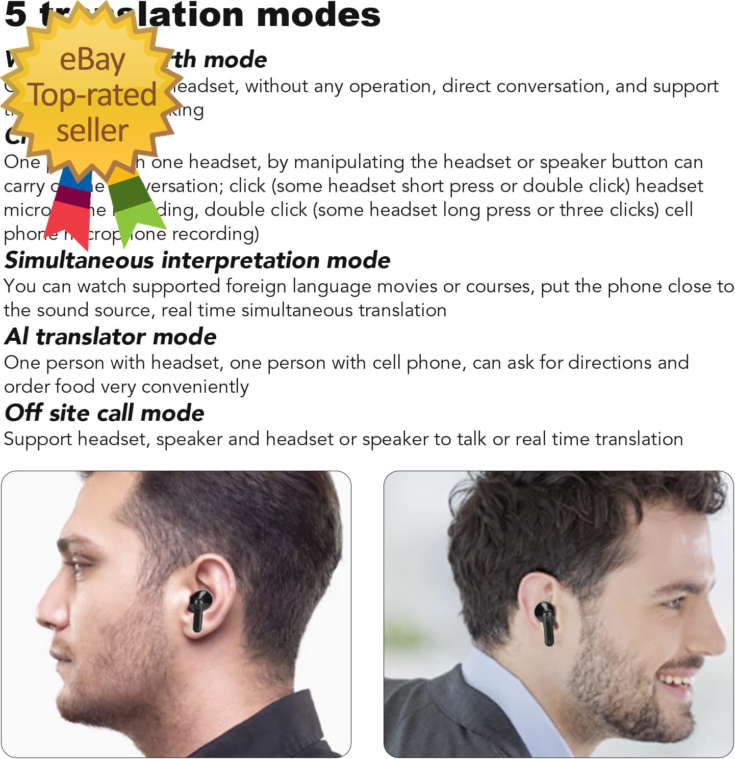 🎧 Y113 AI Language Translator Earbuds – 144 Languages, Bluetooth, Noise Cancellation & Real-Time Translation