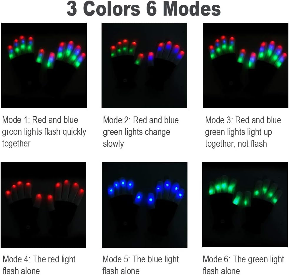 LED Colorful Flashing Finger Gloves – Glow Rave Toy for Teens & Adults