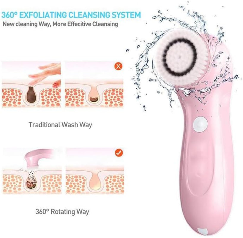 Electric Face Brush – Advanced Facial Cleansing & Massaging Tool with 3 Interchangeable Heads & 2 Speeds