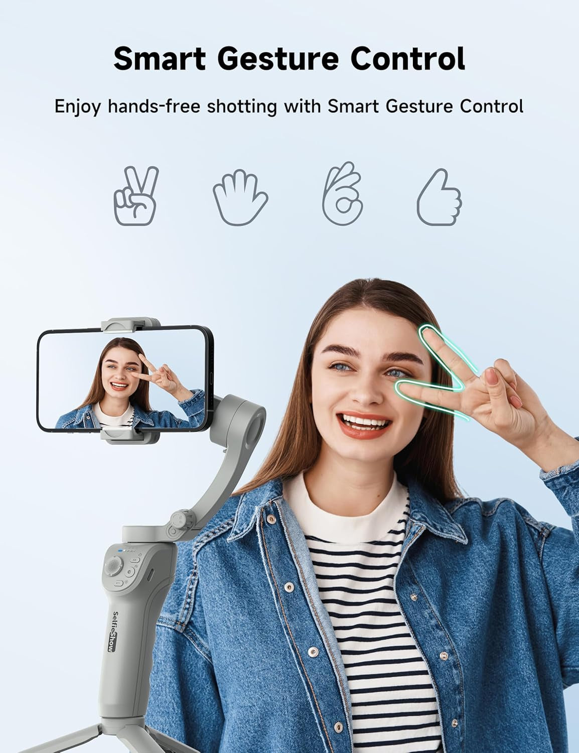 🎥 Smartphone Gimbal Stabilizer – 3-Axis Handheld Camera Gimbal for iPhone & Android Face & Object Tracking | Anti-Shake | Portable & Foldable | Video Vlogging Gimbal for Creators