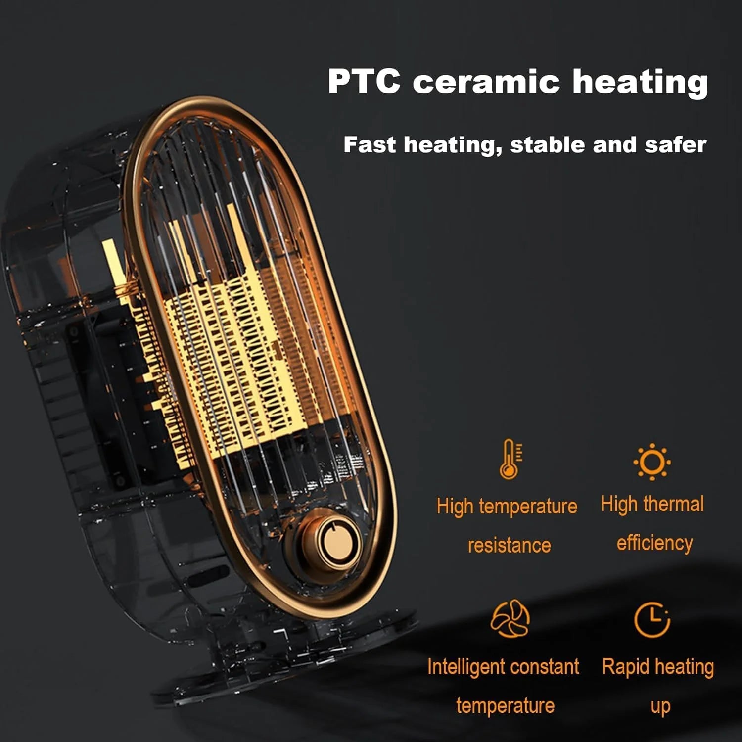 Small Electric Space Heater – 800W Fast Heating Ceramic Heater for Home, Bedroom, and Office