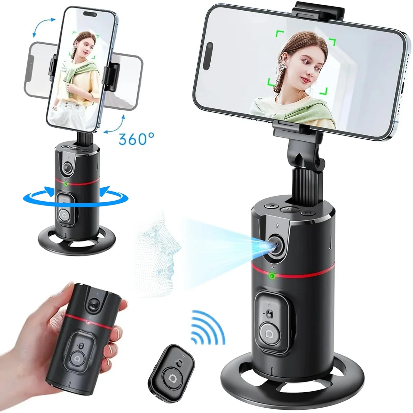 Auto Face Tracking Phone Holder Tripod – 360° Smart Face & Body Tracking Stand for TikTok, Vlog, Live Streaming & YouTube Videos