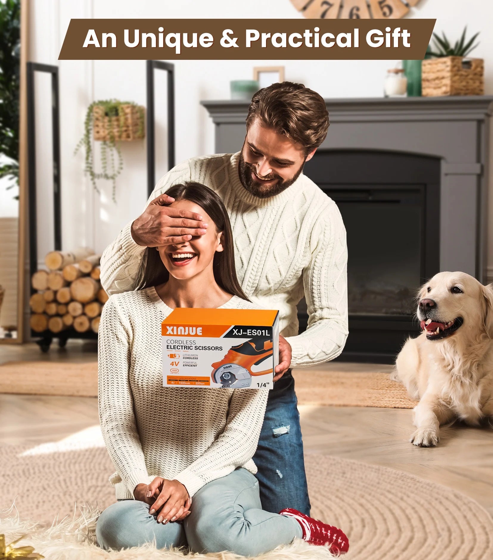 Cordless Electric Scissors — Heavy-Duty 4V Rechargeable Rotary Cutter with Safety Lock & LED Light