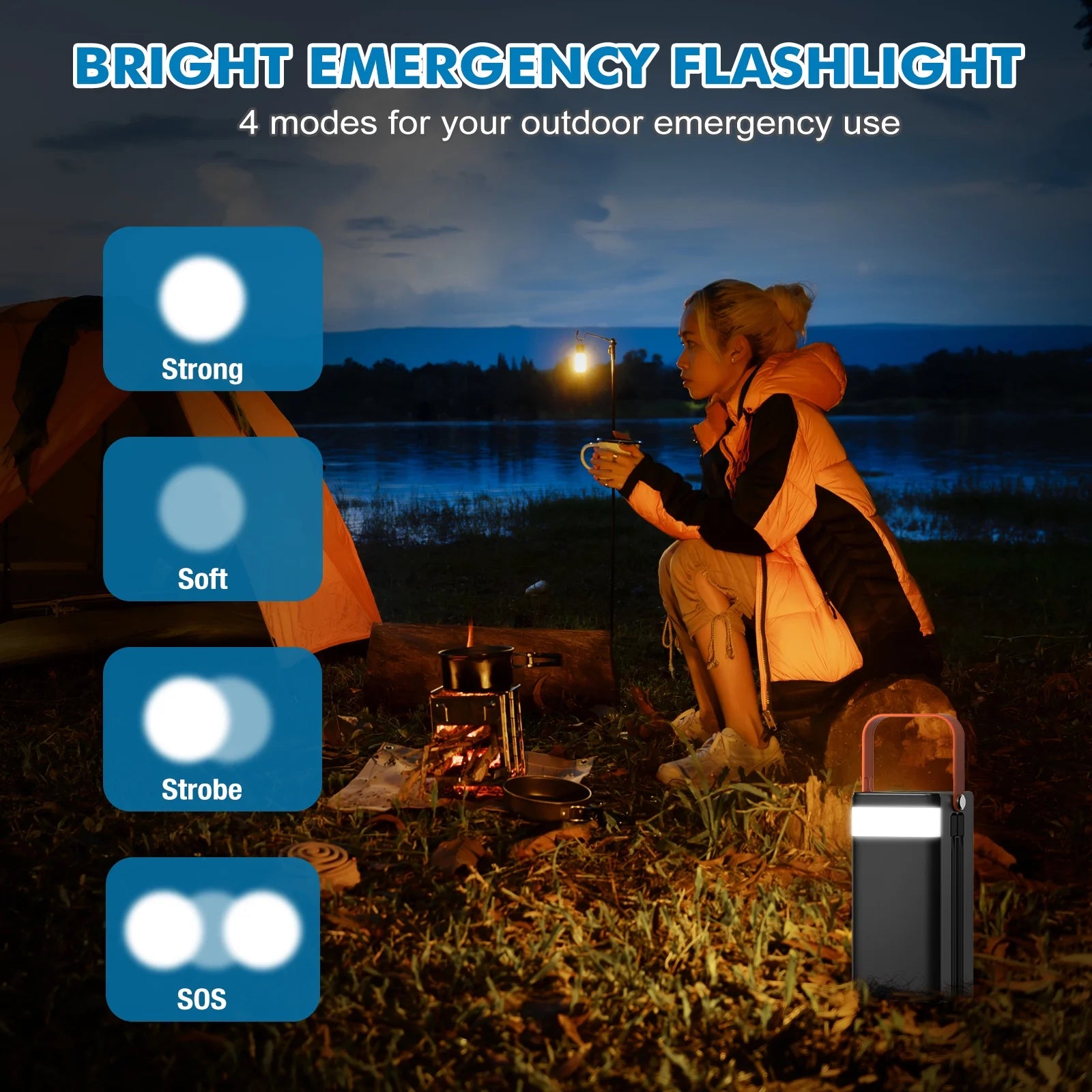 Portable Charger 60000mAh Solar Power Bank 222Wh with SOS Light – 22.5W PD Fast Charging for iPhone & Android | Camping, RV, Home & Emergency Backup