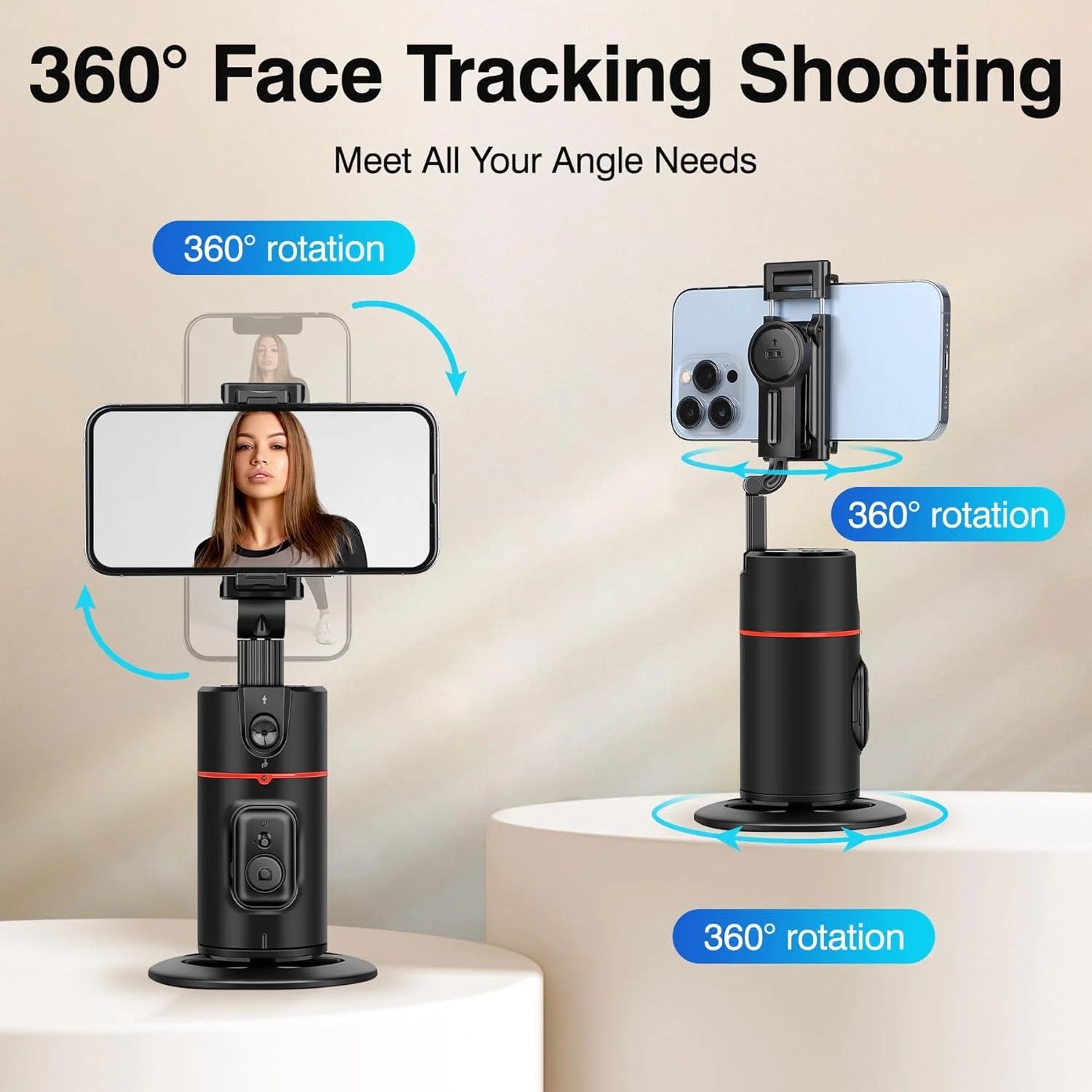 Auto Face Tracking Phone Holder Tripod – 360° Smart Face & Body Tracking Stand for TikTok, Vlog, Live Streaming & YouTube Videos