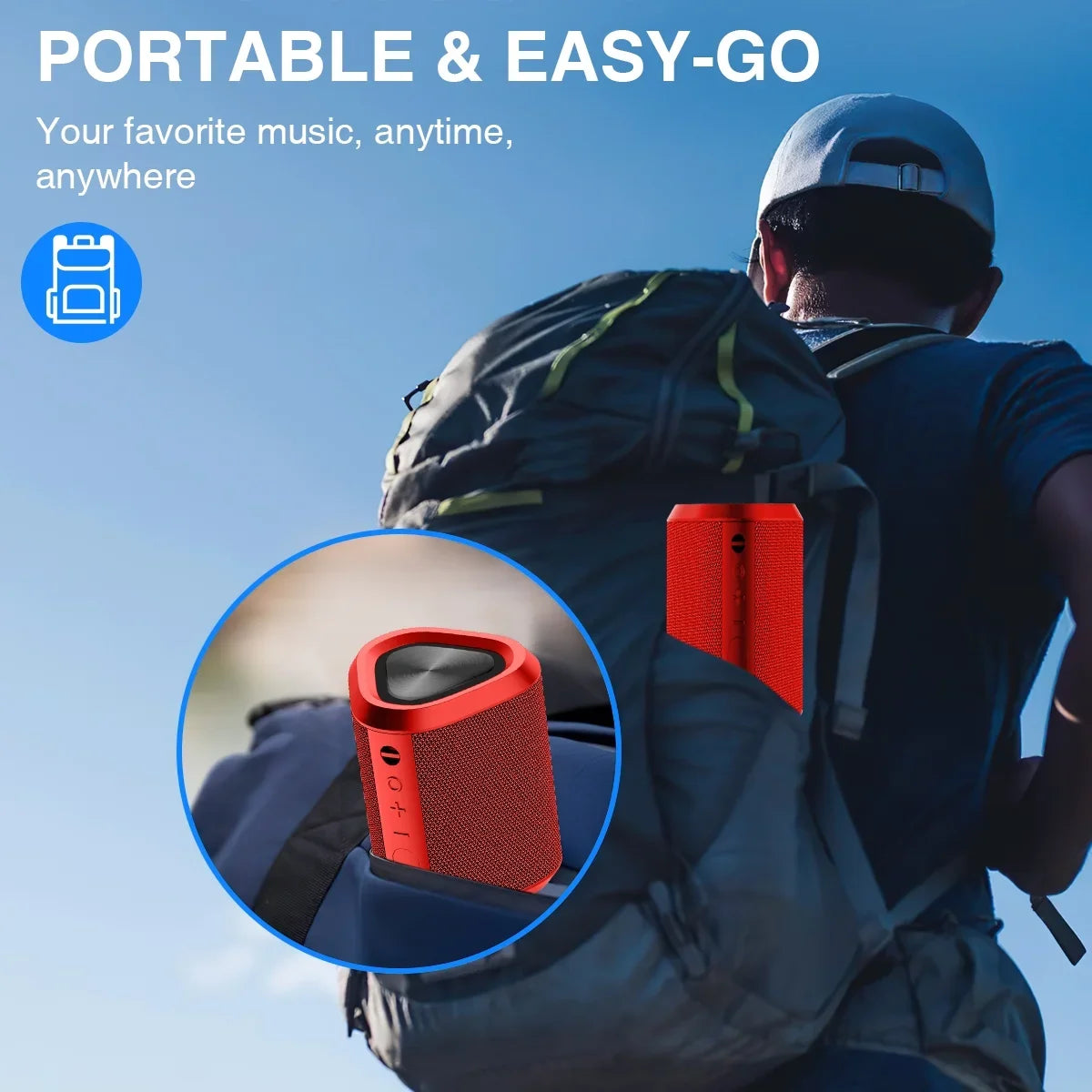 Portable Bluetooth Speaker | 24H Playtime, Bluetooth 5.0, Stereo Bass, IPX7 Waterproof | 100 Ft Wireless Range Mini Speaker for Outdoors & Travel