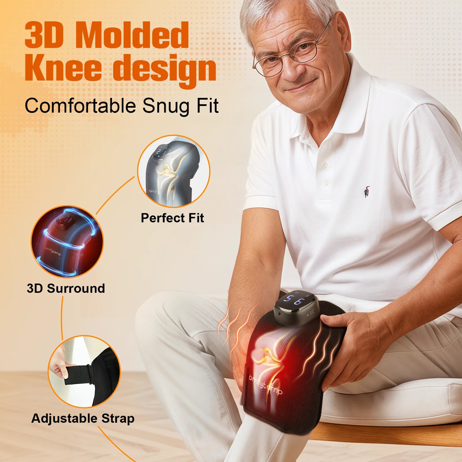 Cordless Knee Massager with Heat and APP Control