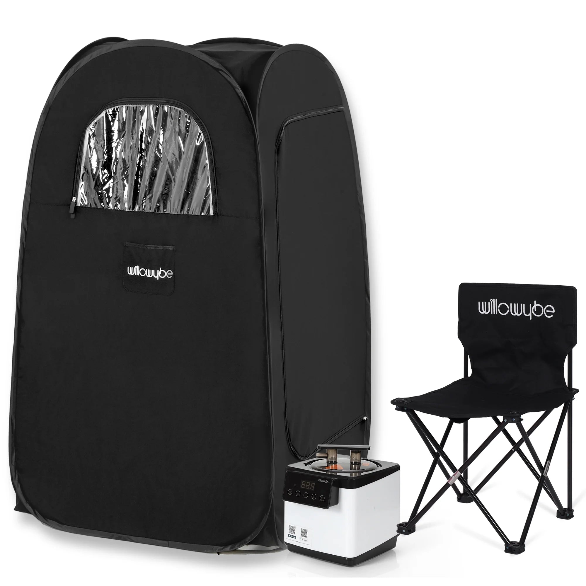 Portable Steam Sauna with Bluetooth Control – Foldable Body Tent & Chair Personal Home Spa (Black)