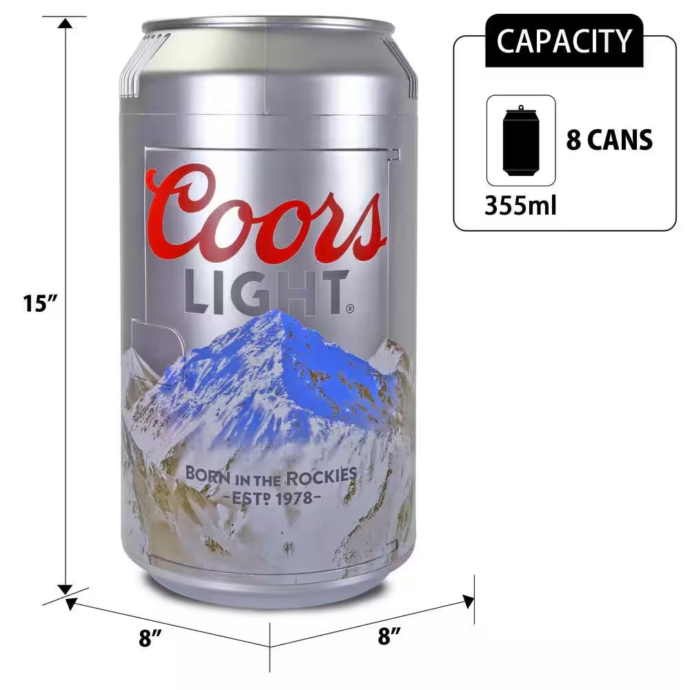 8-Can Portable Mini Fridge – 5.4L (5.7 Qt) Personal Cooler and Warmer (Silver)