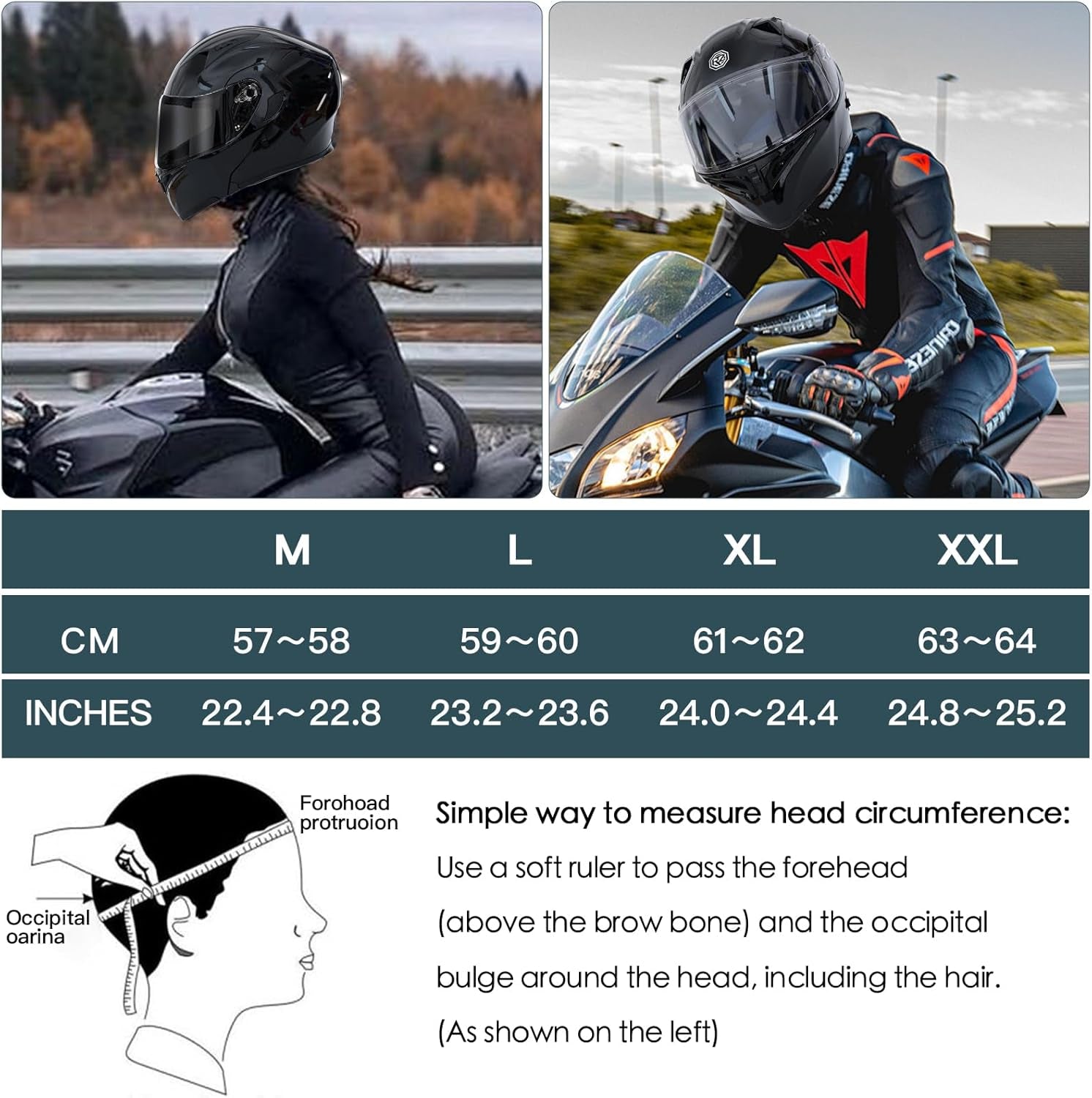 Motorcycle Bluetooth Modular Helmet – DOT Approved Full-Face Flip-Up Helmet with Dual Visor & Integrated Bluetooth for Men & Women