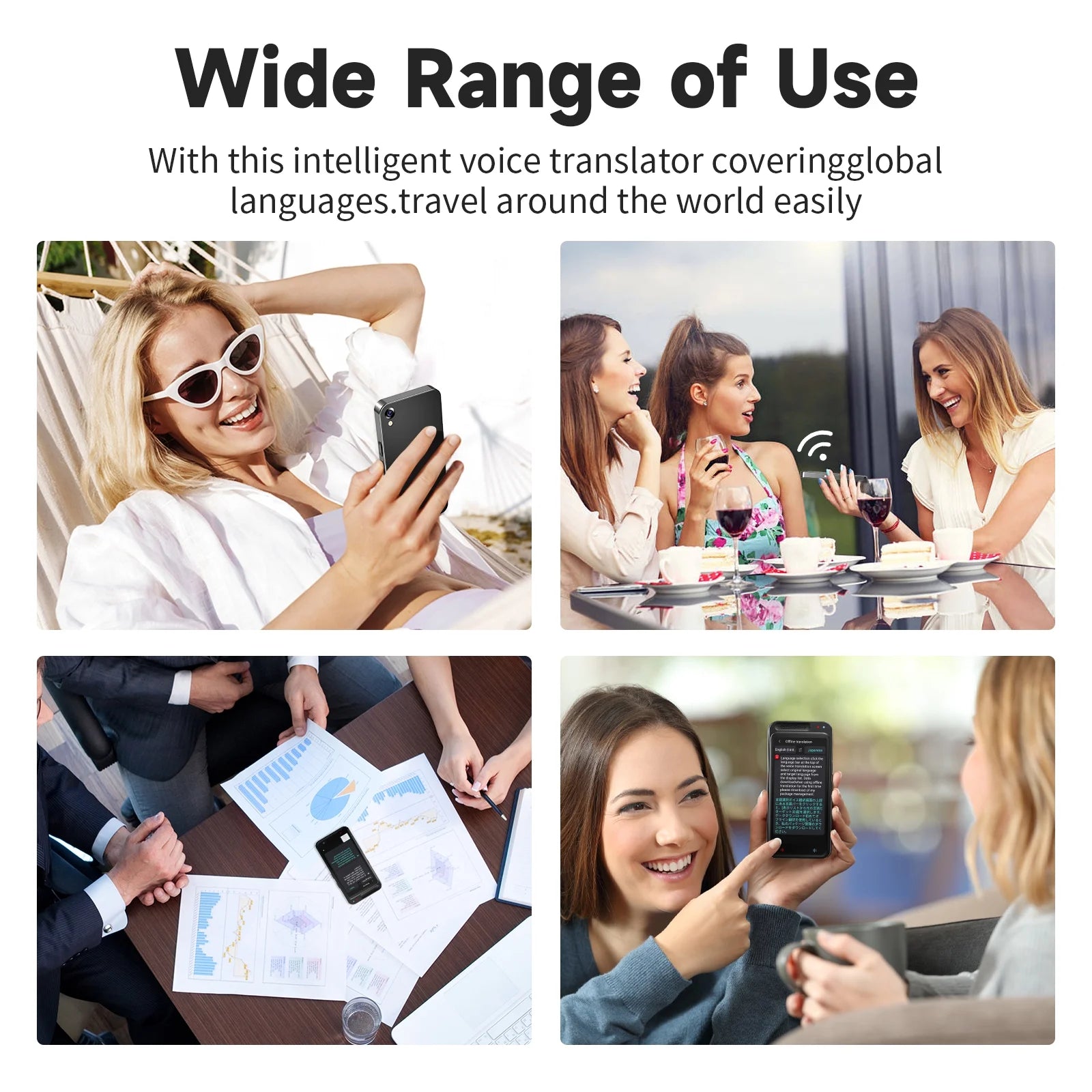 Language Translator Device – Two-Way Smart Voice & Photo Translator, Real-Time Online/Offline Translation for Travel, Business & Learning (Black)