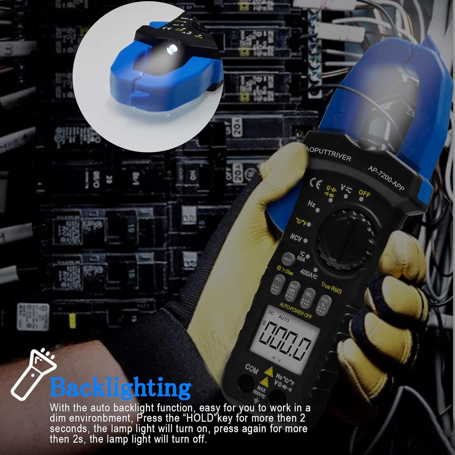 🔧 AP-7200APP Bluetooth Digital Clamp Meter – Auto-Ranging 6000 Counts Multimeter for AC/DC Current, Voltage, Resistance, Capacitance & Continuity Testing