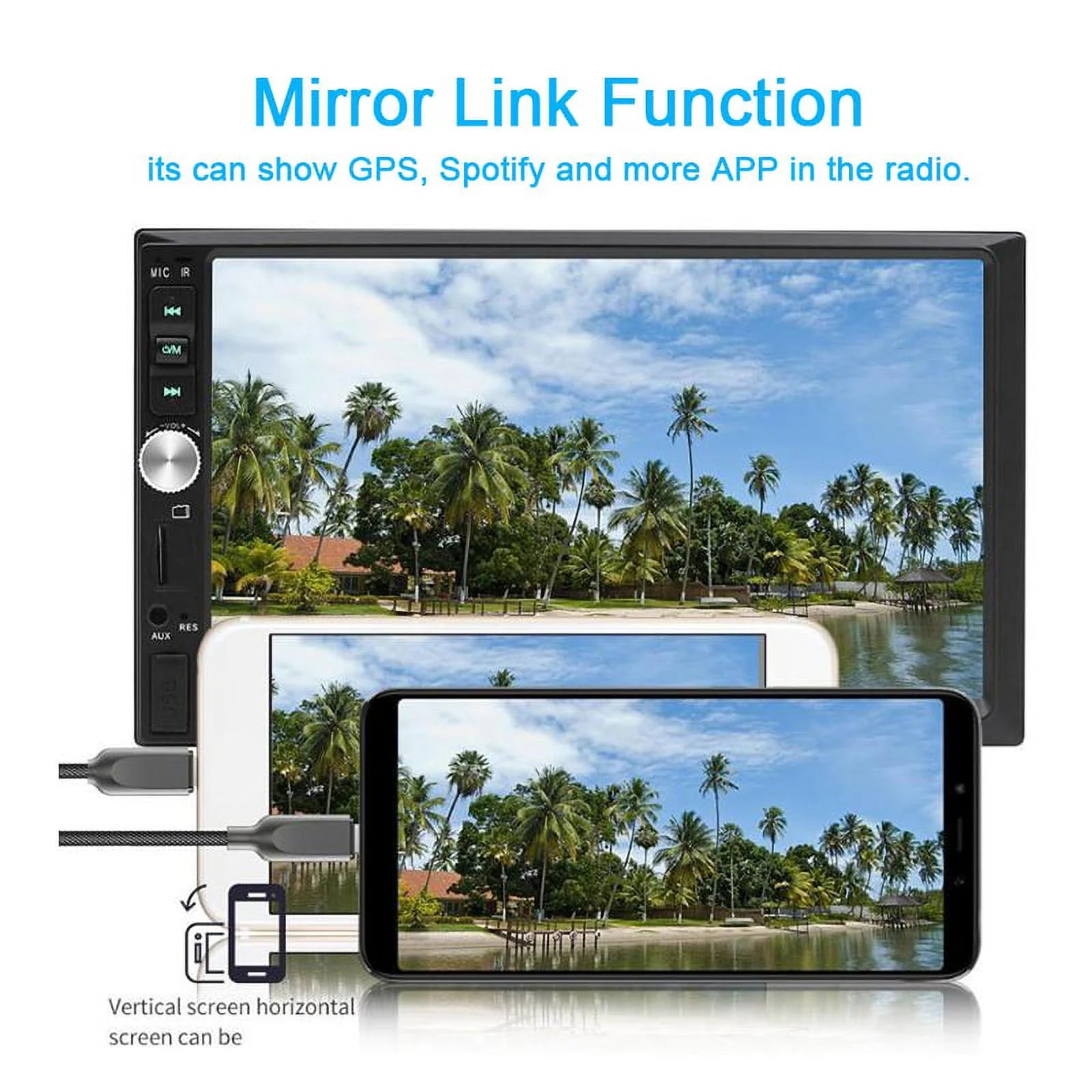 Double Din Car Stereo with 7-Inch HD Touch Screen Multimedia Car Radio Player | Bluetooth | FM | USB | AUX | Rear Camera Input | Mirror Link | Car Audio Entertainment System