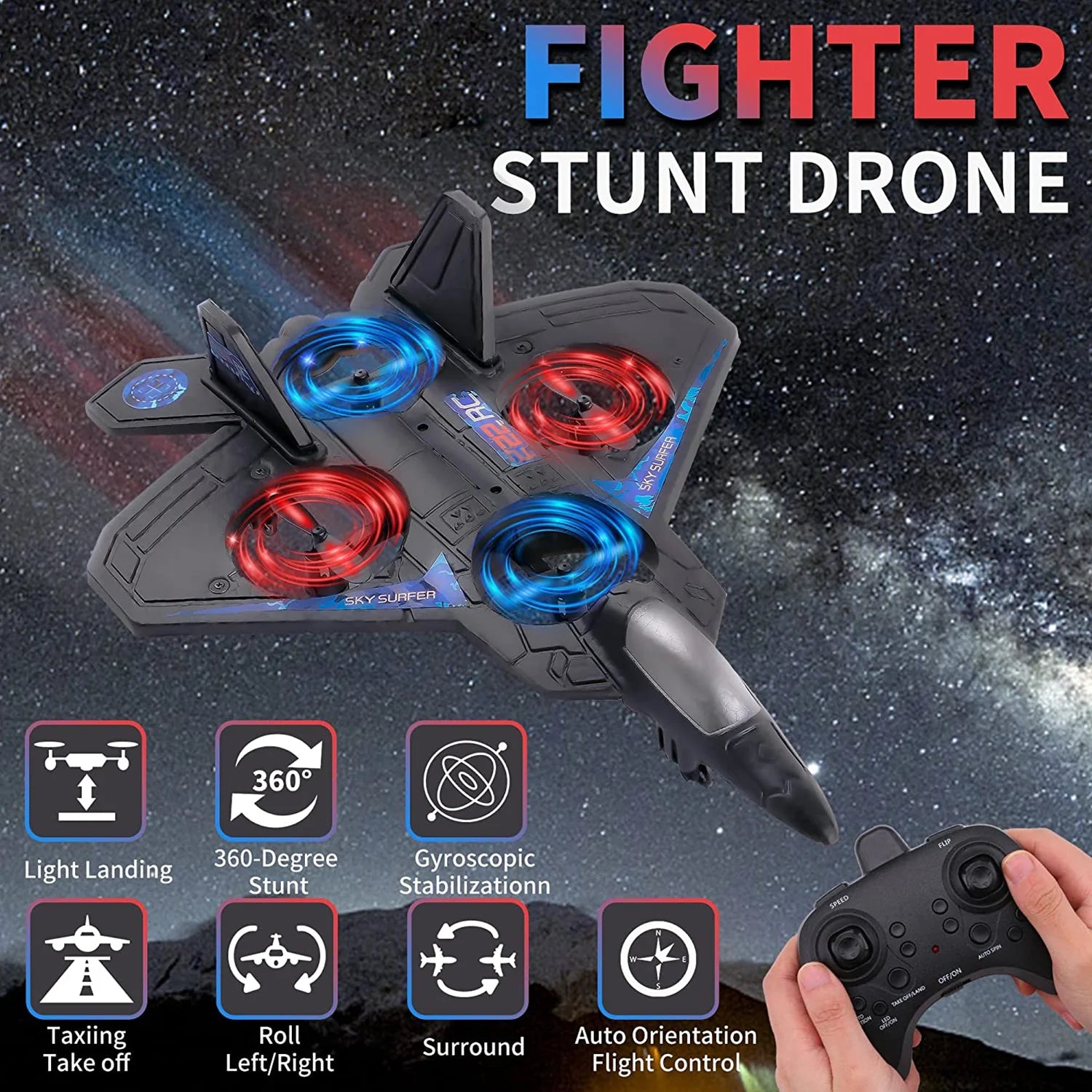 Remote Control Plane for Kids – RC Airplane Helicopter Toy Jet Drone for Boys & Adults