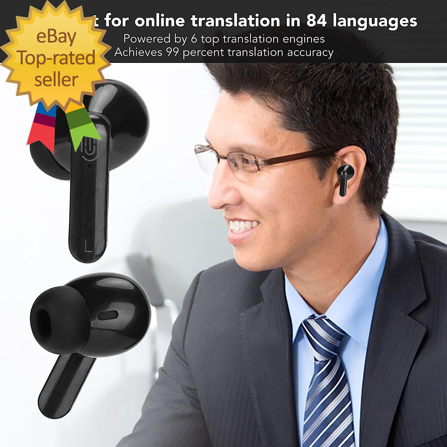 🎧 Y113 AI Language Translator Earbuds – 144 Languages, Bluetooth, Noise Cancellation & Real-Time Translation