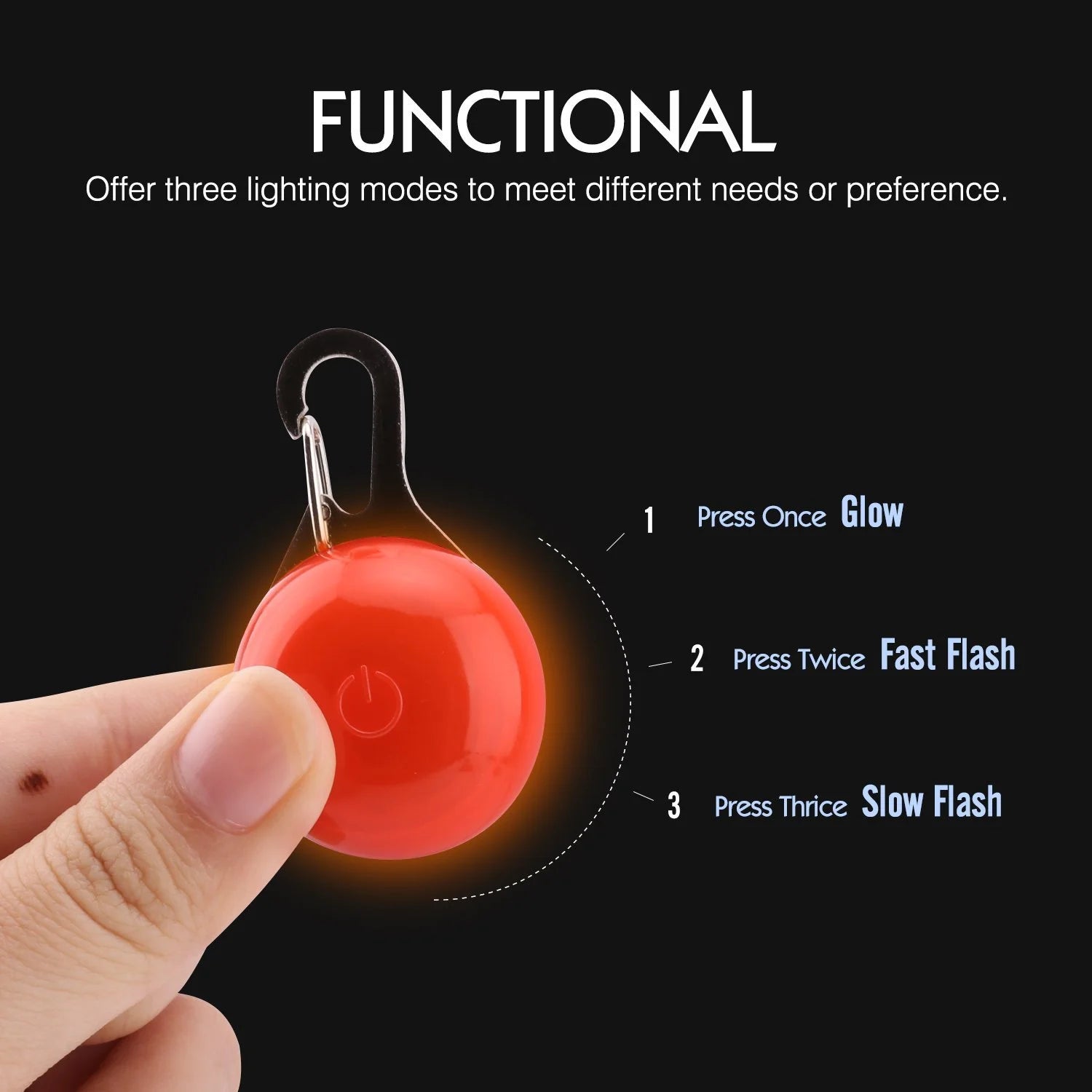 Water-Resistant Clip-On LED Collar Lights for Dogs & Cats – 6-Pack, 6 Colors, 5 Flashing Modes, Battery Included