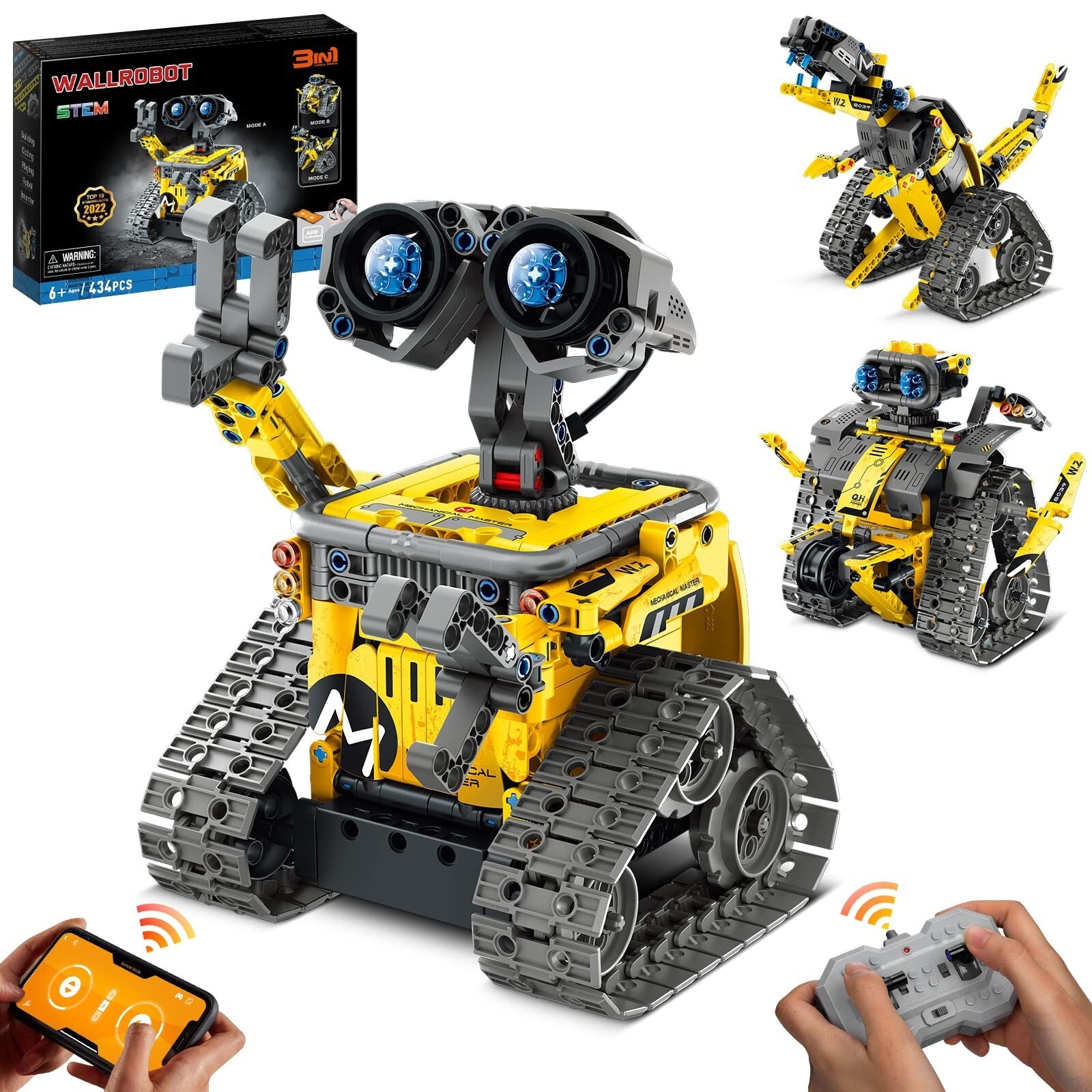 Sillbird STEM Building Toys – 3-in-1 Remote & APP Controlled Wall Robot Kit