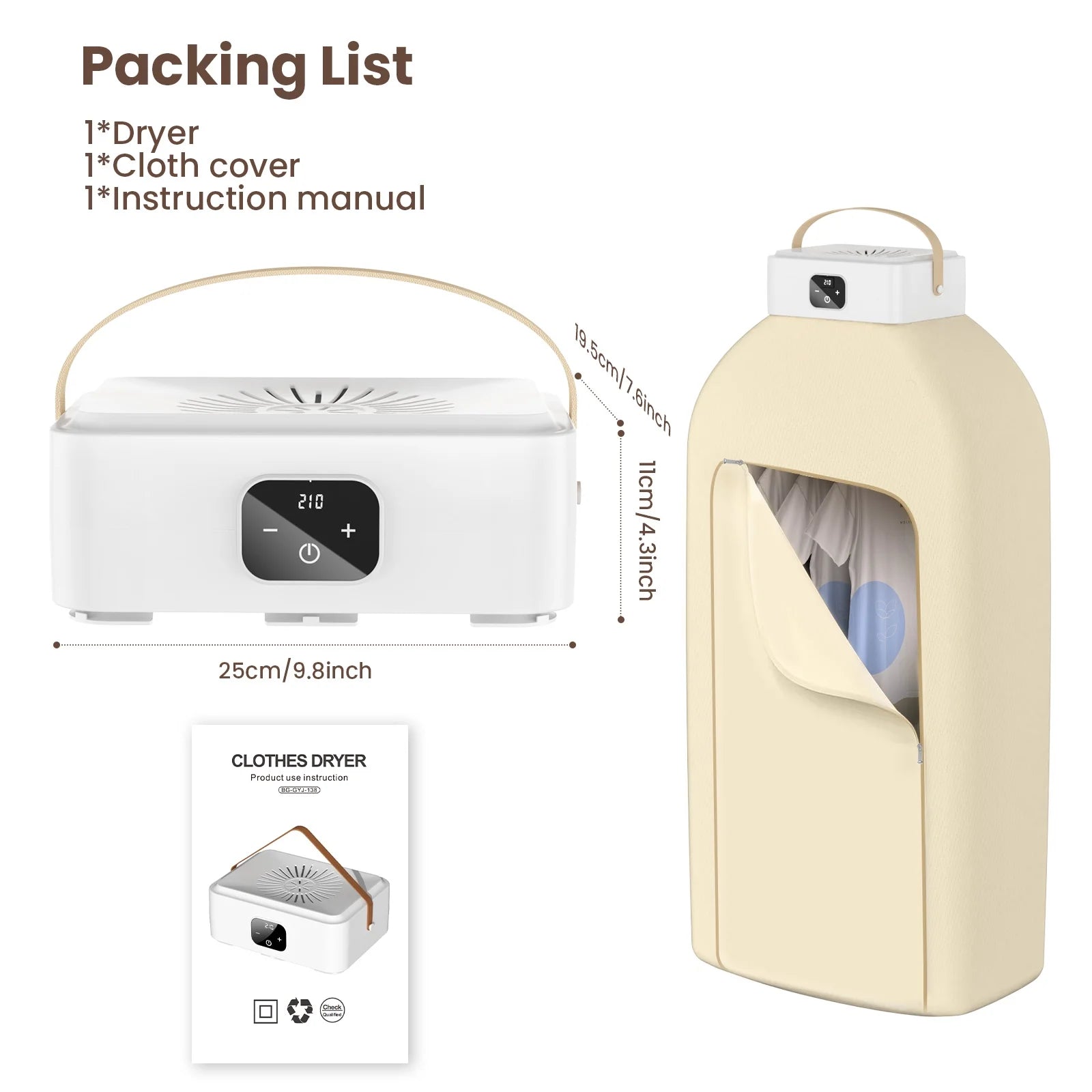 Portable Foldable Electric Clothes Dryer with Dry Bag & Remote Control – Compact Mini Drying Machine