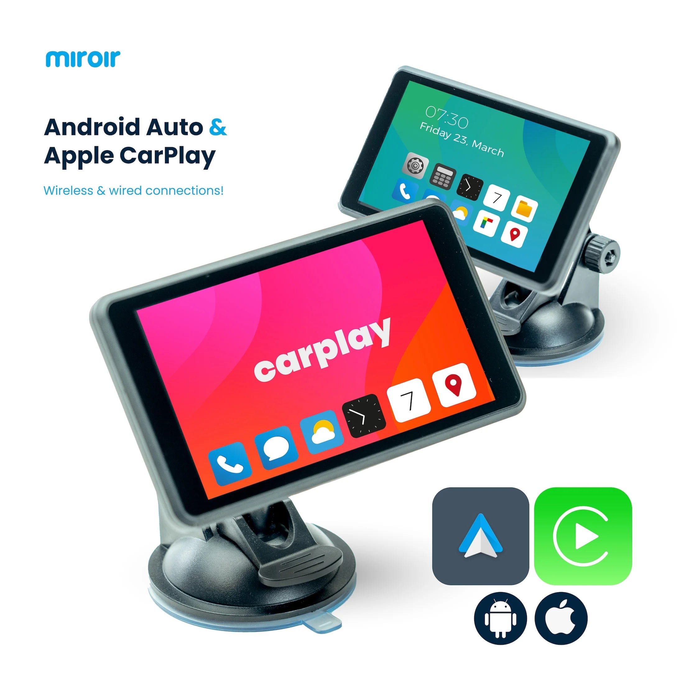 Drivvplay 5" Portable Car In-Dash Unit with Wireless Apple CarPlay & Android Auto