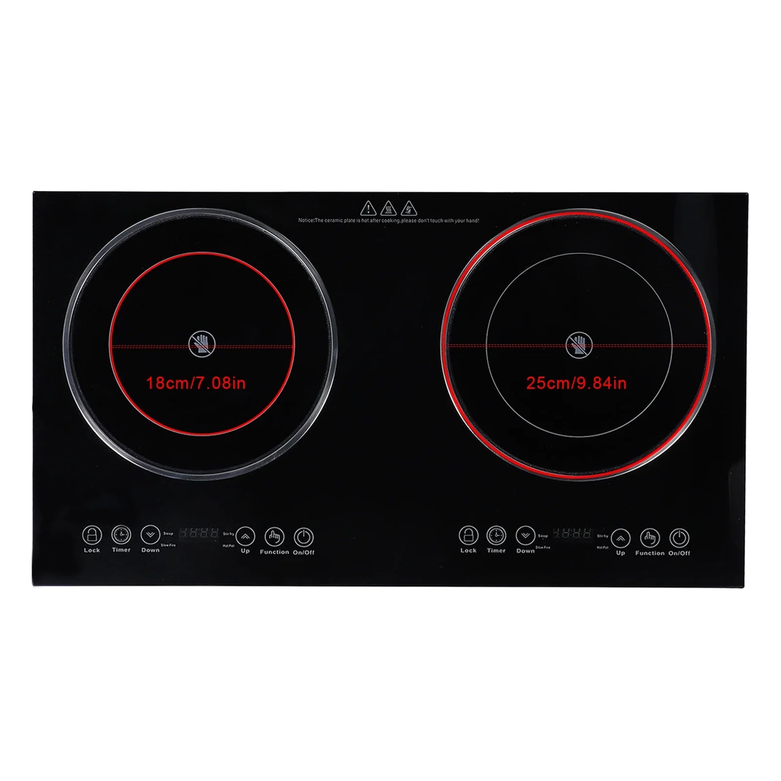 Electric Ceramic Cooktop 26.8" – 2-Burner Built-In Countertop Stove, 2200W, 11 Power Levels, LED Touch Control, Timer & Kids Lock