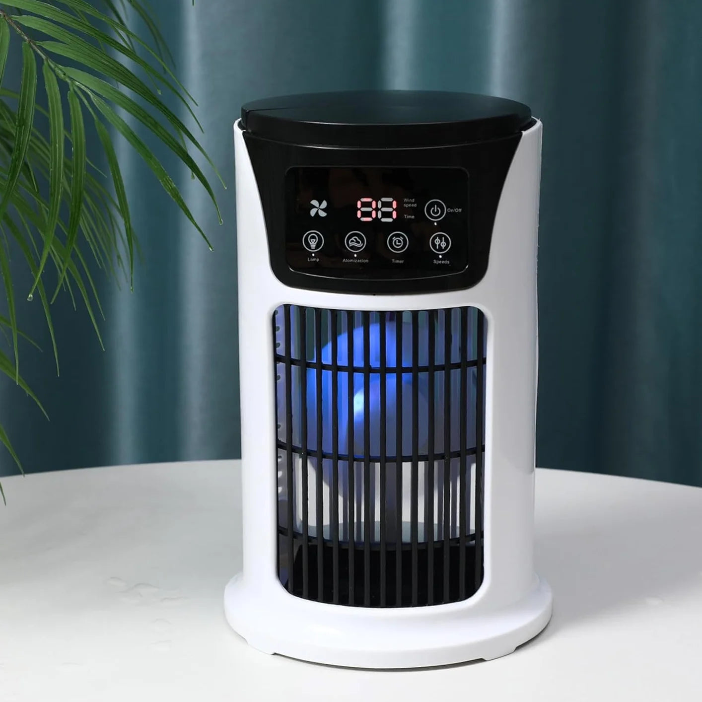 3-in-1 Portable Air Conditioner Humidifier & Atmosphere Light – USB Cooler Fan for Office & Home
