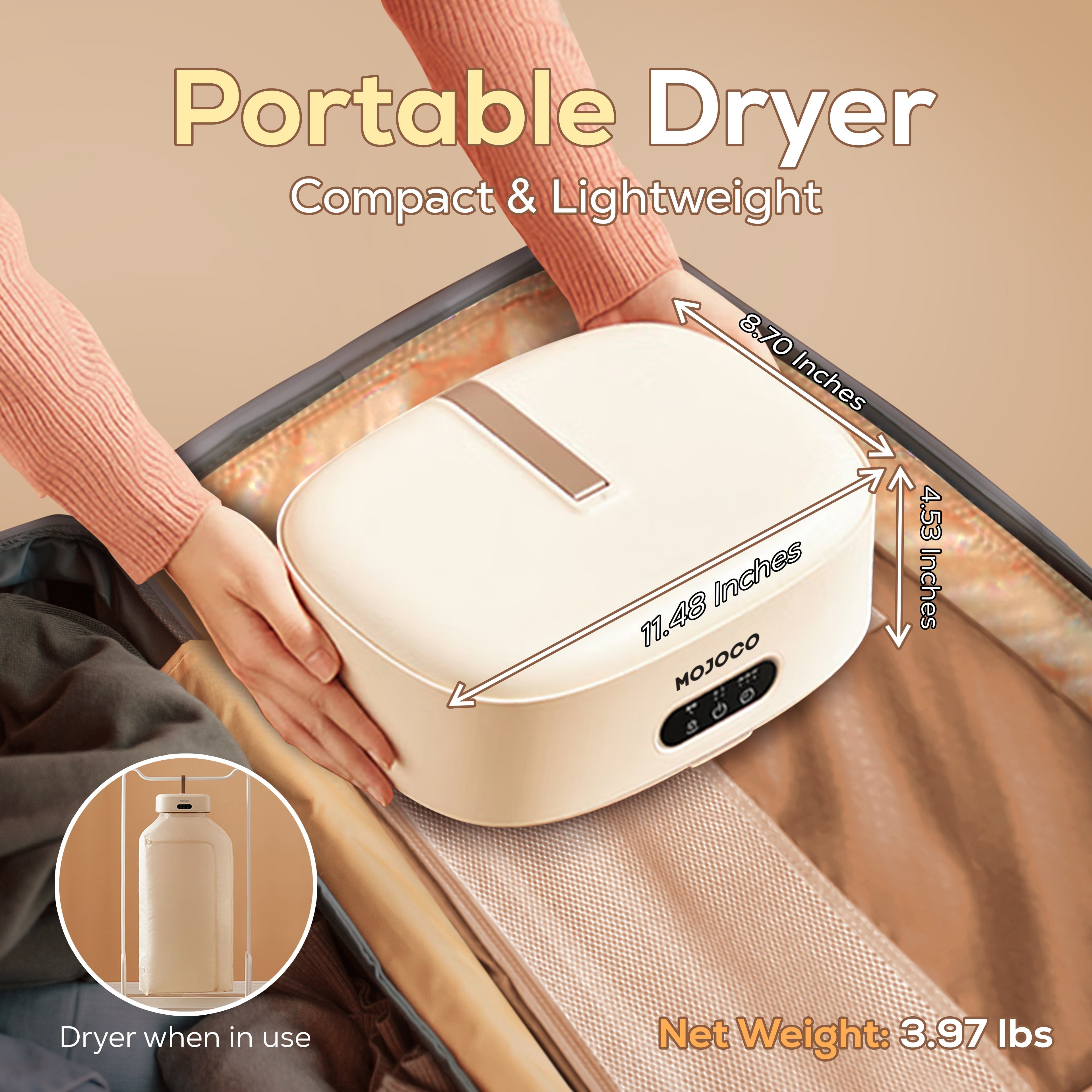 Portable 600W Electric Clothes Dryer – Compact & Foldable Mini Laundry Dryer