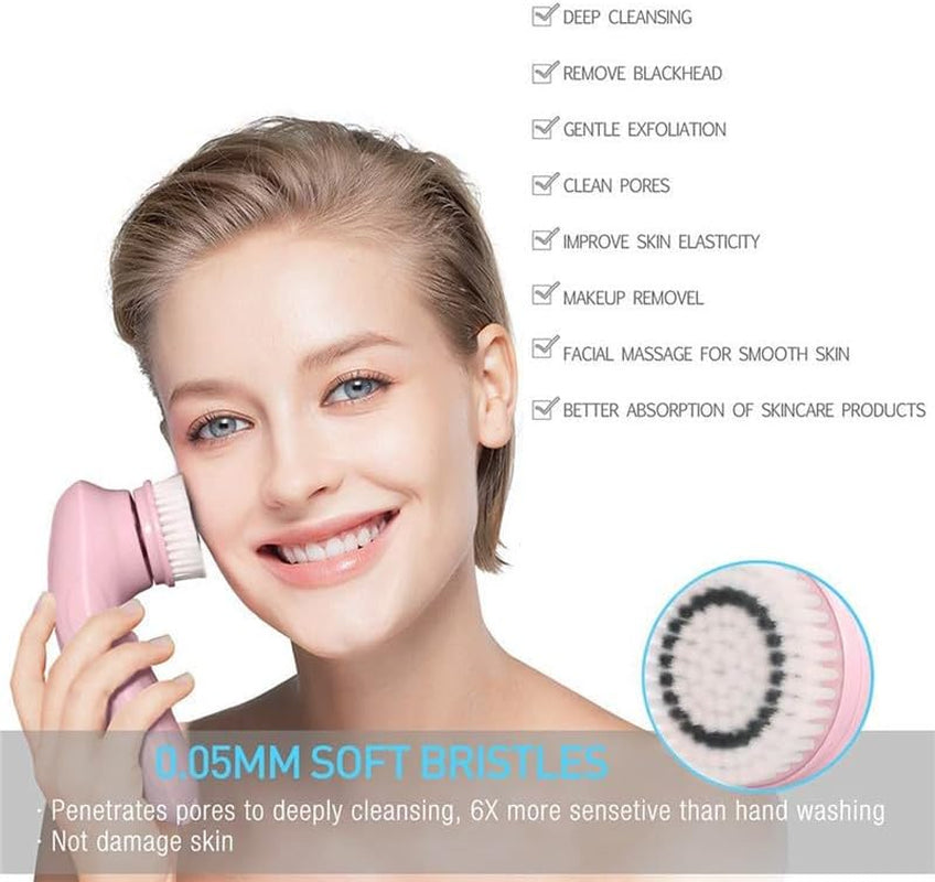 Electric Face Brush – Advanced Facial Cleansing & Massaging Tool with 3 Interchangeable Heads & 2 Speeds