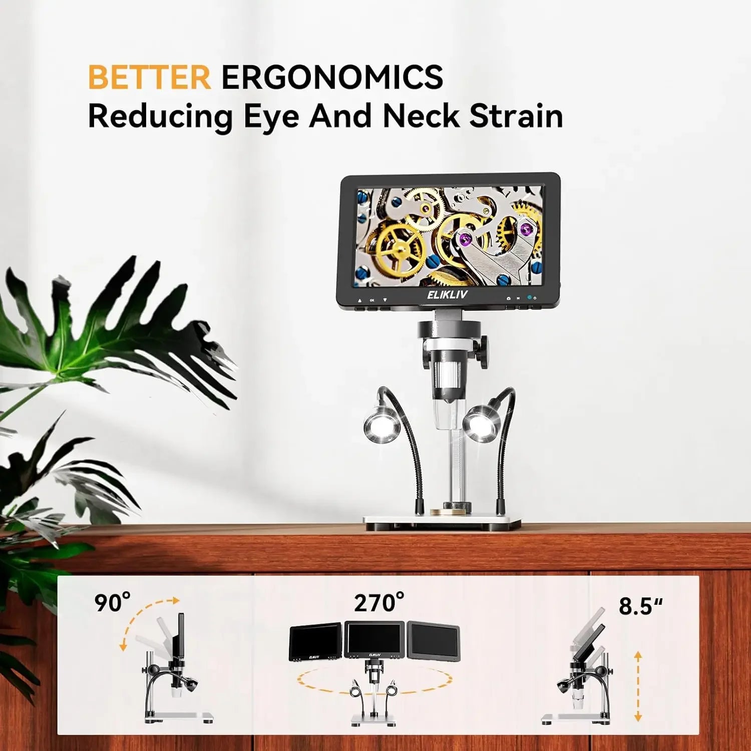 EDM9 7-Inch LCD Digital Microscope – 1200X Magnification, 1080P HD USB Microscope with 10 LED Lights, Ideal for Coins, Electronics & Circuit Inspection