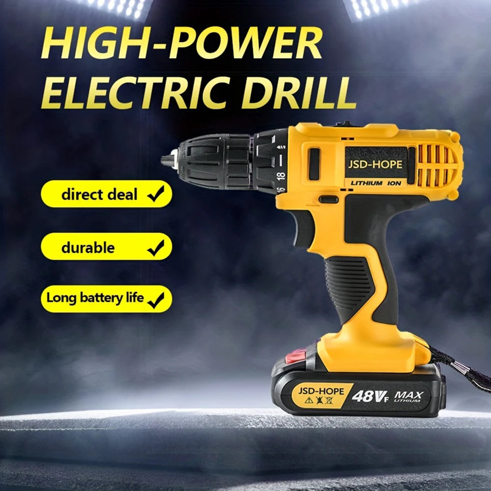 Electric Hand Drill & Hammer Drill — Rechargeable Lithium Battery Powered Handgun Drill