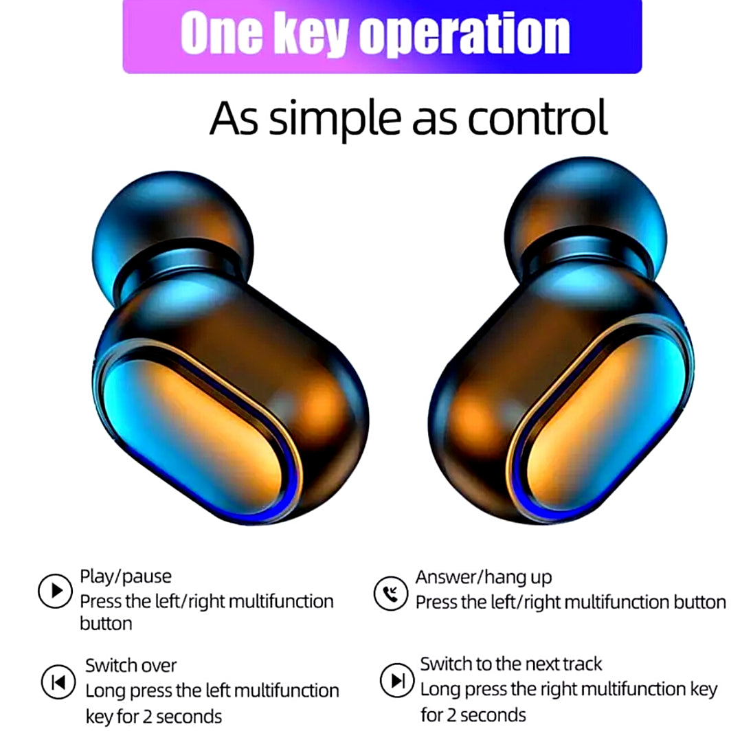 TWS Wireless Bluetooth Earbuds | Waterproof Bluetooth Headset with Noise Cancelling | In-Ear Stereo Sound & Touch Control
