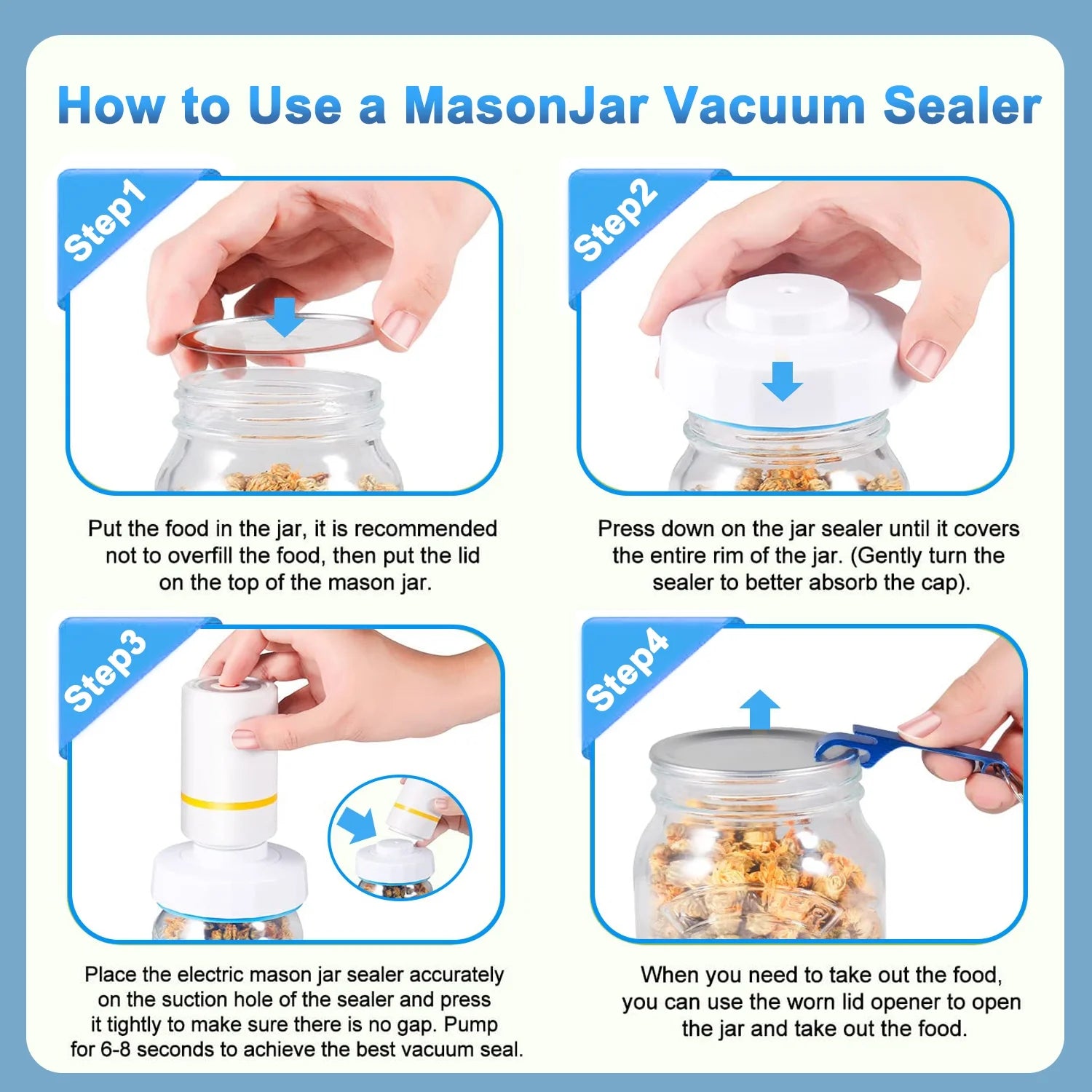 Electric Mason Jar Vacuum Sealer with Electric Vacuum Pump – Preserve Freshness Easily