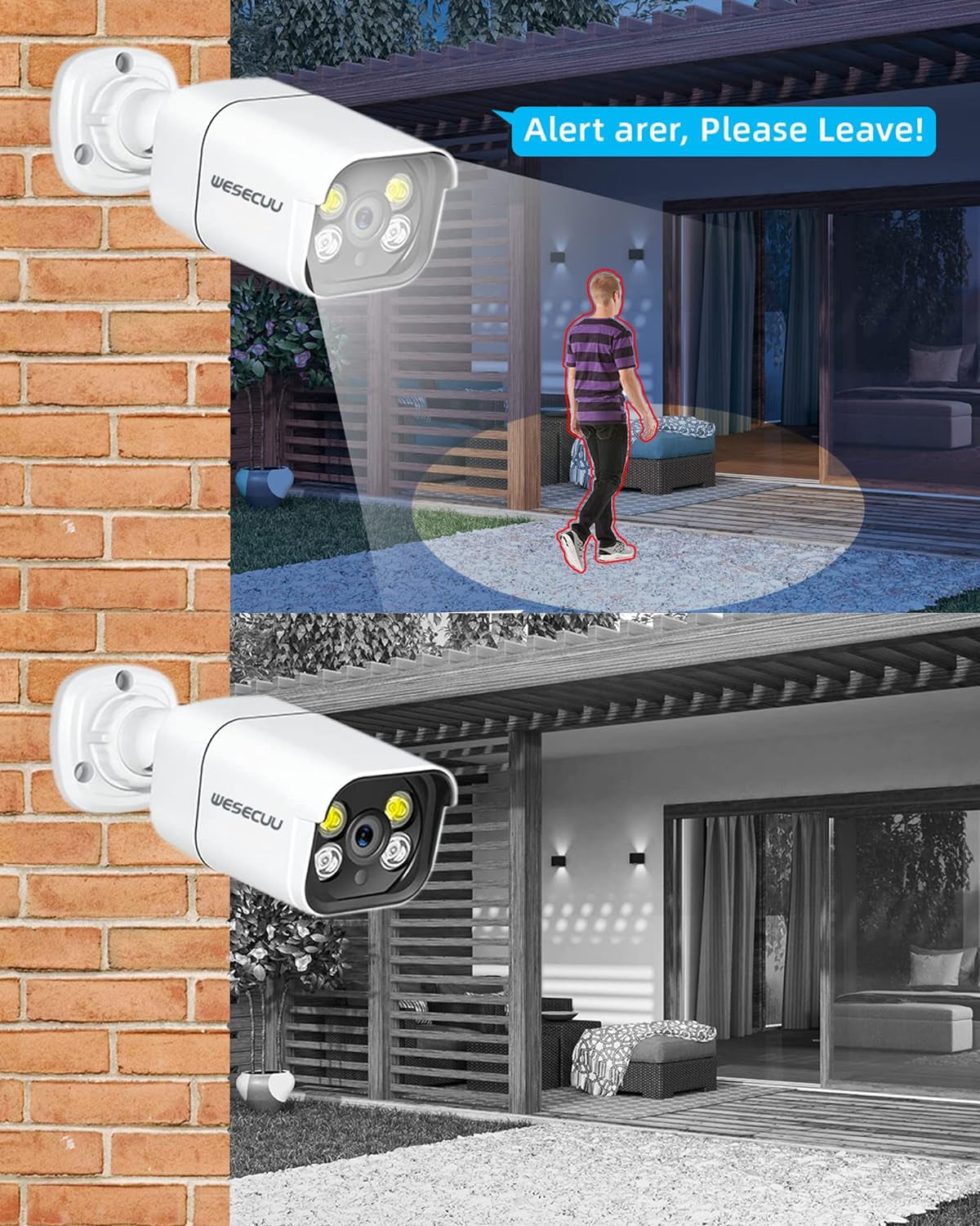 PoE 4K IP Camera Security System – 8-Channel NVR with 4 Outdoor Cameras, Two-Way Audio, AI Human Detection, Expandable (8 CAM)