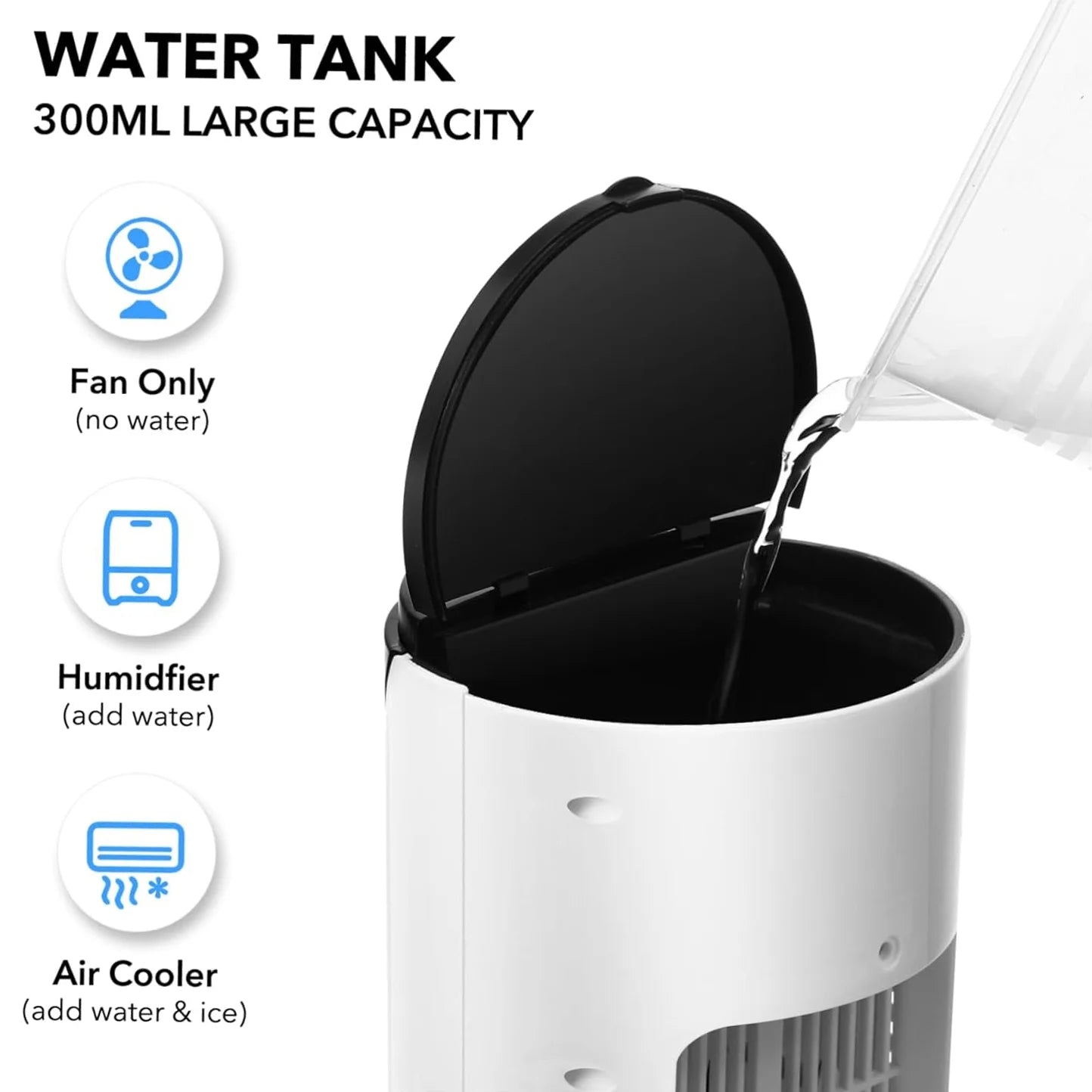 3-in-1 Portable Air Conditioner Humidifier & Atmosphere Light – USB Cooler Fan for Office & Home