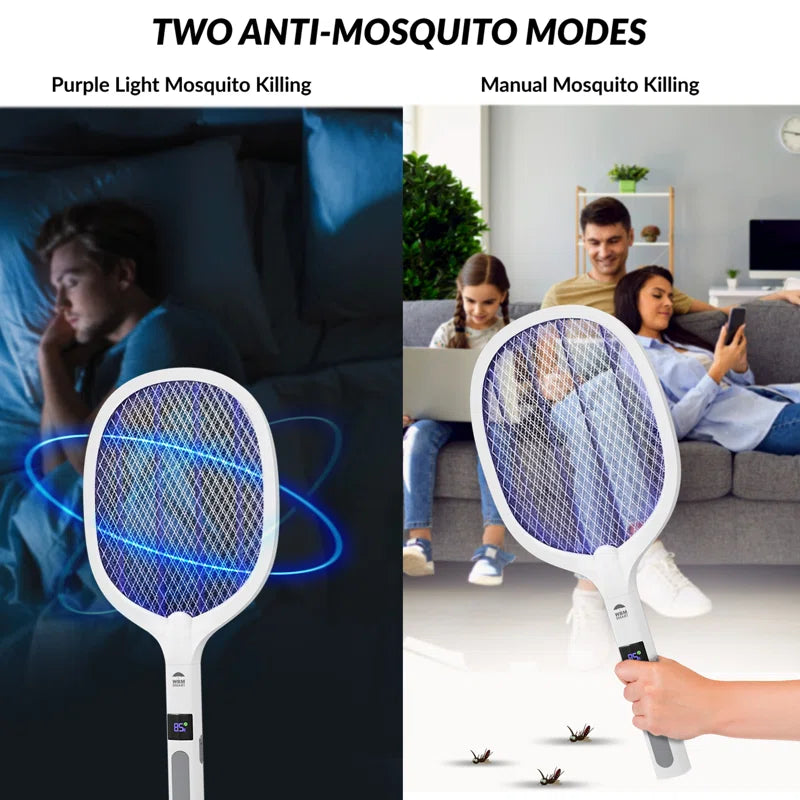 2-in-1 Electric Fly Swatter & Mosquito Trap Lamp – USB Rechargeable Insect Zapper Racket with LED Light for Indoor & Outdoor Use
