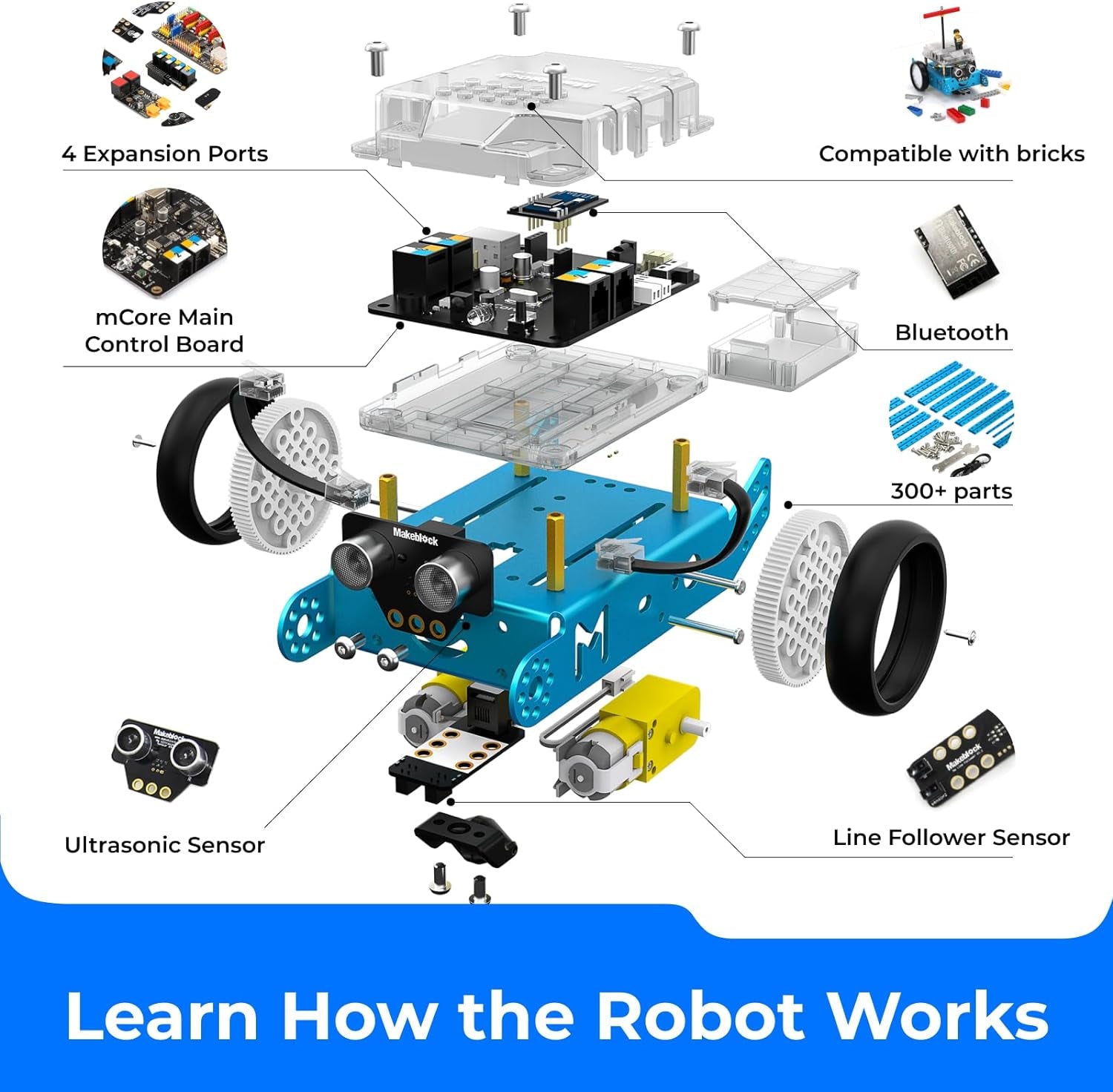 mBot Robot Kit – Robotics & Coding for Kids Ages 8-12 | Learn Scratch & Arduino | STEM Science Toy for Boys & Girls 8+ Blue