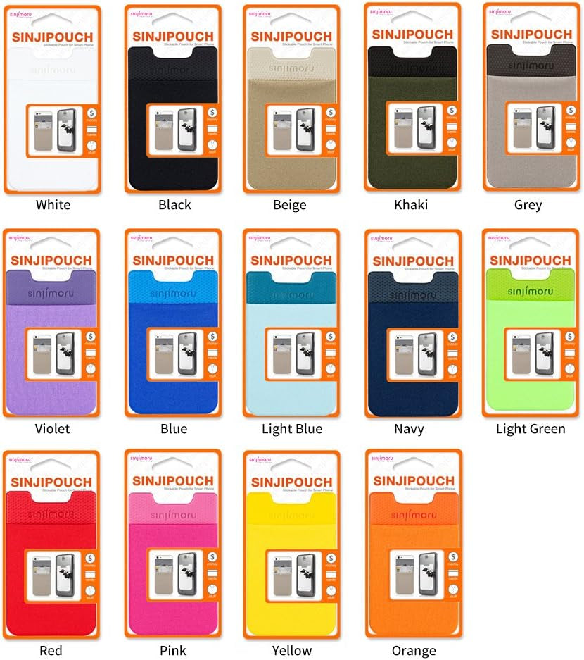 Sinji Pouch Basic 2 – Adhesive Cell Phone Wallet | Stretchy Stick-On Card Holder for Back of Phone | Slim & Secure iPhone/Android Wallet – Black