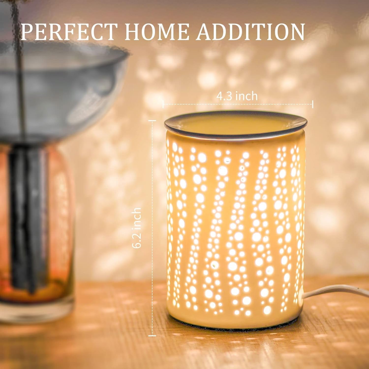 Ceramic Electric Wax Melt Warmer – Fragrance Oil Burner with 2 Bulbs, Gift Box Packaging – Aromatherapy Candle Warmer for Home, Office & Bedroom Decor