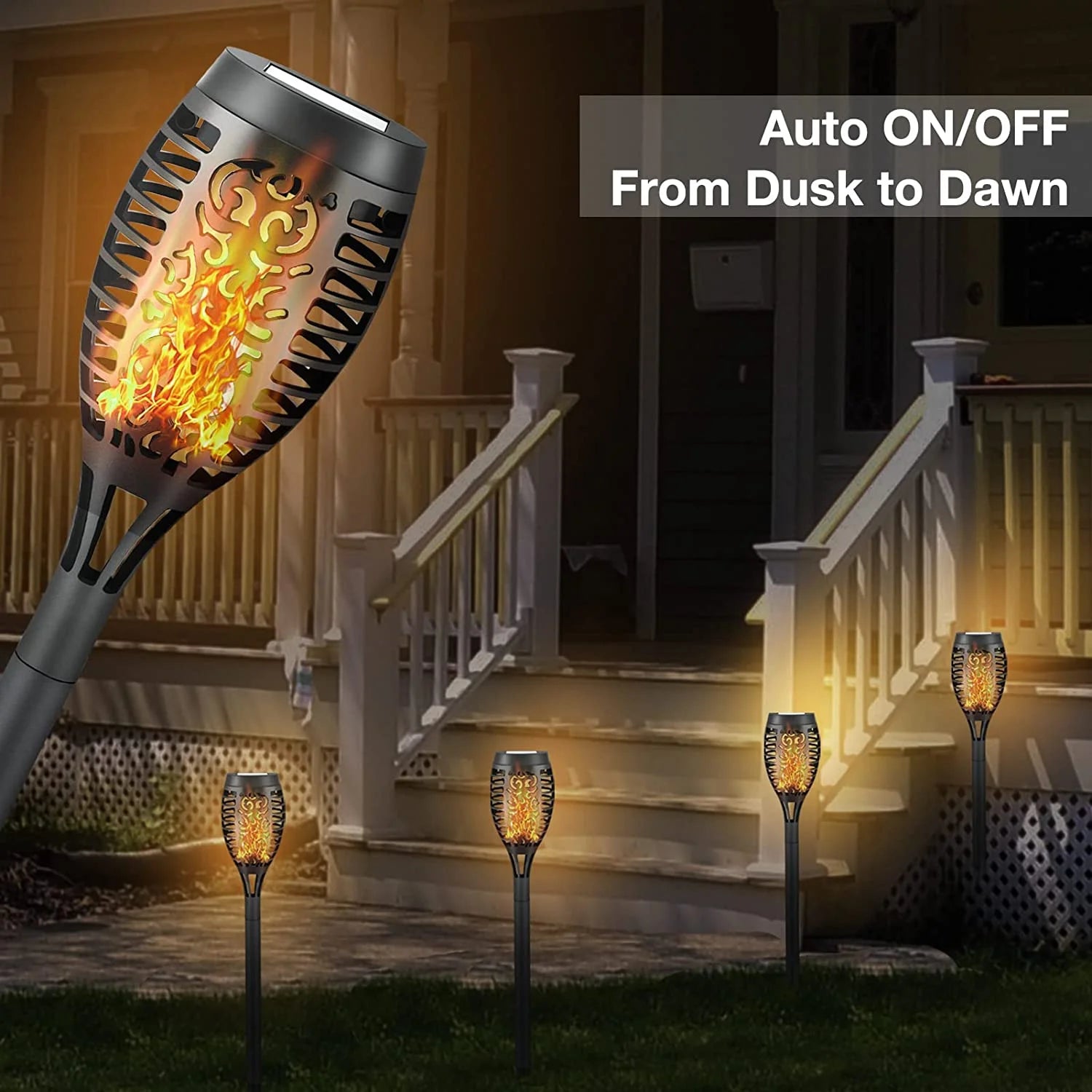 12-Pack Waterproof LED Solar Lights – Flickering Flame Effect Outdoor Lighting for Garden, Yard, Patio, Pathway