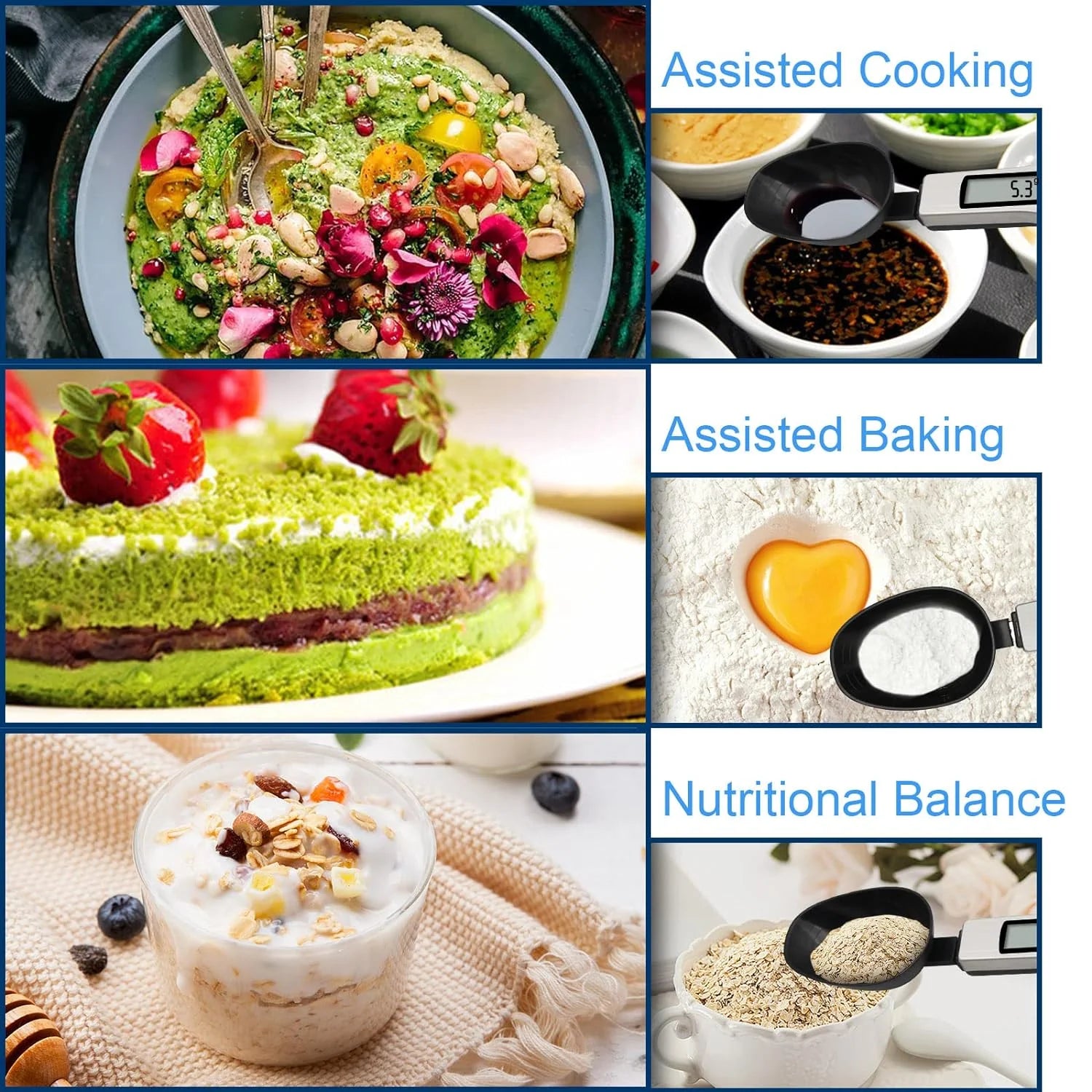 Kitchen Spoon Scale – Digital Food Scale with LCD Display, 500g Capacity, Precision 0.1g, Multi-Unit (g/oz/gn/ct)