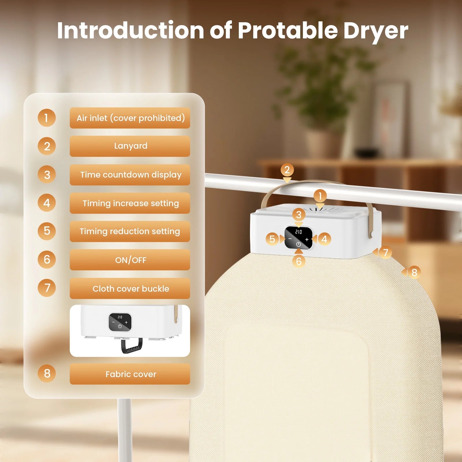 Portable Foldable Electric Clothes Dryer with Dry Bag & Remote Control – Compact Mini Drying Machine