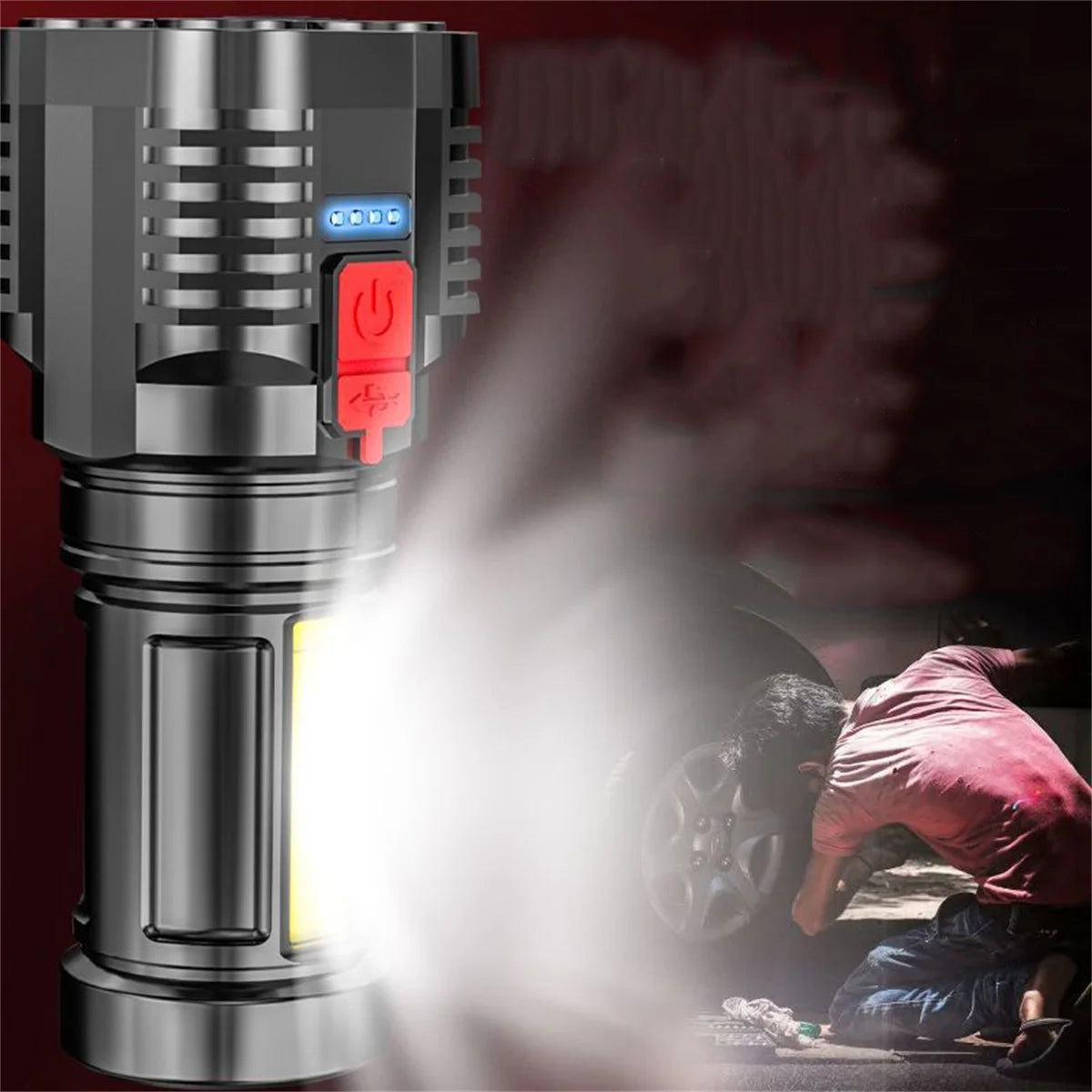 10,000 LM LED Flashlight – Ultra Bright USB Rechargeable Tactical Searchlight for Outdoor, Camping & Emergency Use