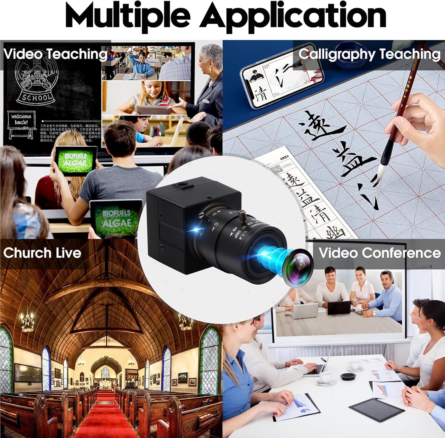 4K Ultra HD USB Camera with 2.8–12mm 4X Varifocal Manual Lens – UVC Compliant USB Webcam for Conference Calls, Live Streaming & OpenCV Support