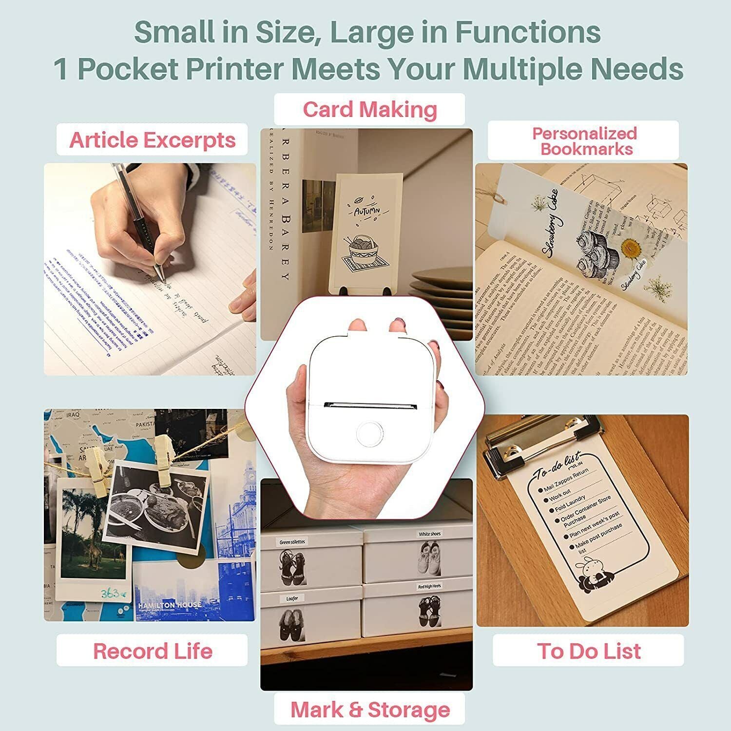 Phomemo T02 Mini Thermal Printer – Portable Pocket Bluetooth Printer for Photos, Labels & Stickers