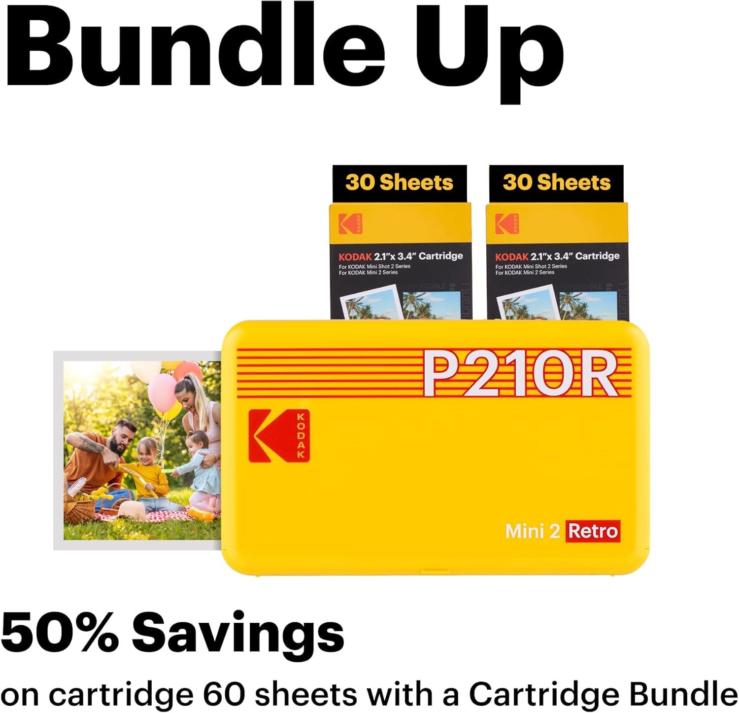 Mini 2 Retro 4PASS Portable Photo Printer – 2.1x3.4" Instant Prints, Includes 8 Sheets, Compact & Wireless (White)