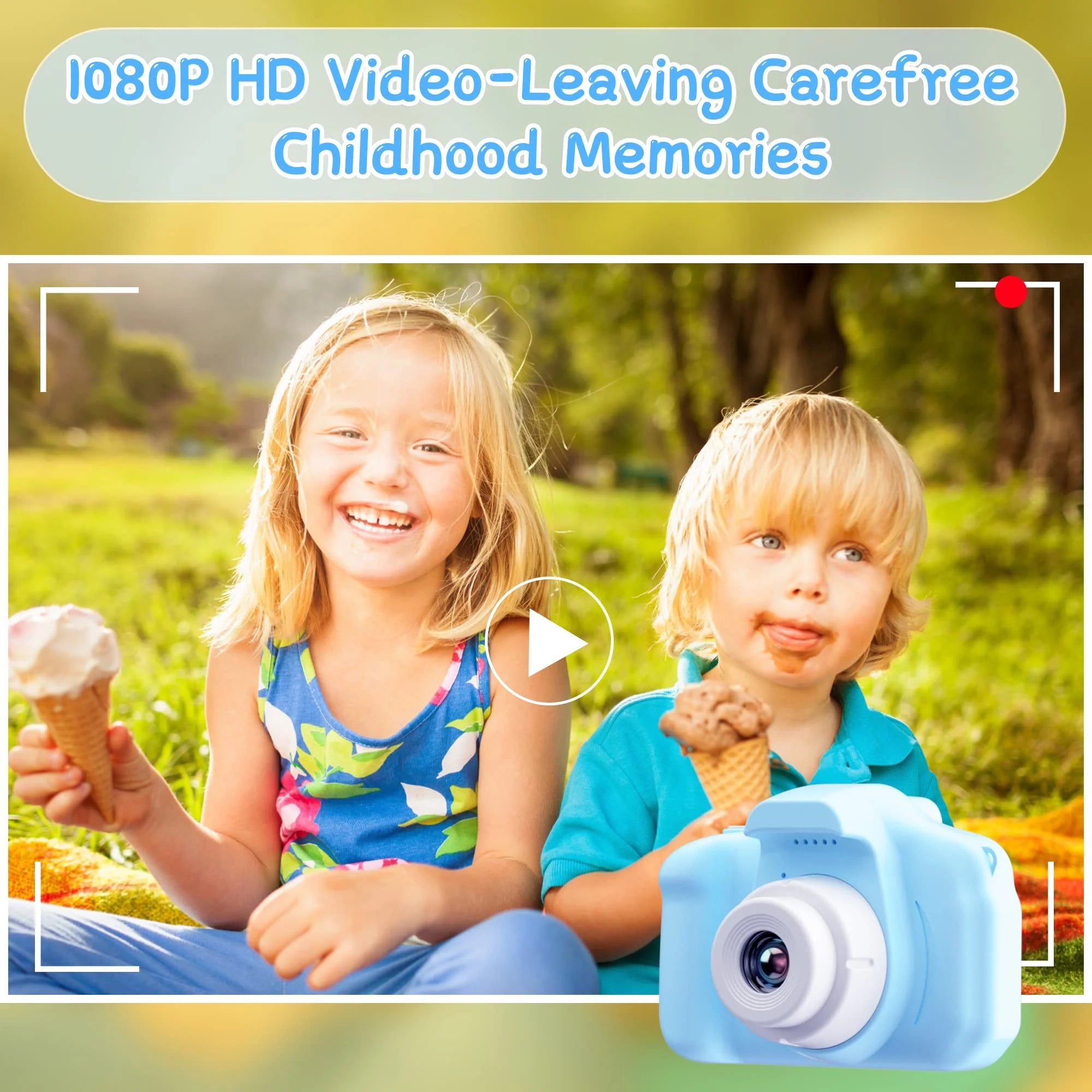 PayUSD Kids Digital Camera – 20MP Dual Lens, 1080P HD Video, 2" IPS Screen with 32GB SD Card – Shockproof Toy Camera for Boys & Girls Ages 3-10 - Blue