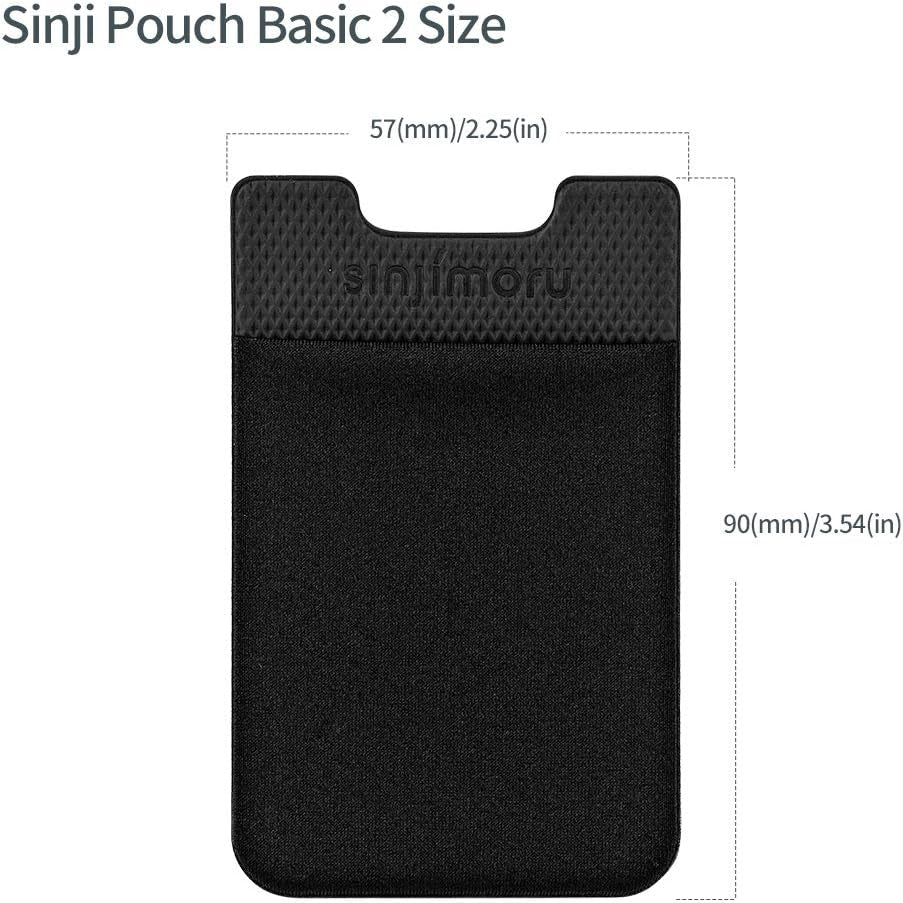 Sinji Pouch Basic 2 – Adhesive Cell Phone Wallet | Stretchy Stick-On Card Holder for Back of Phone | Slim & Secure iPhone/Android Wallet – Black